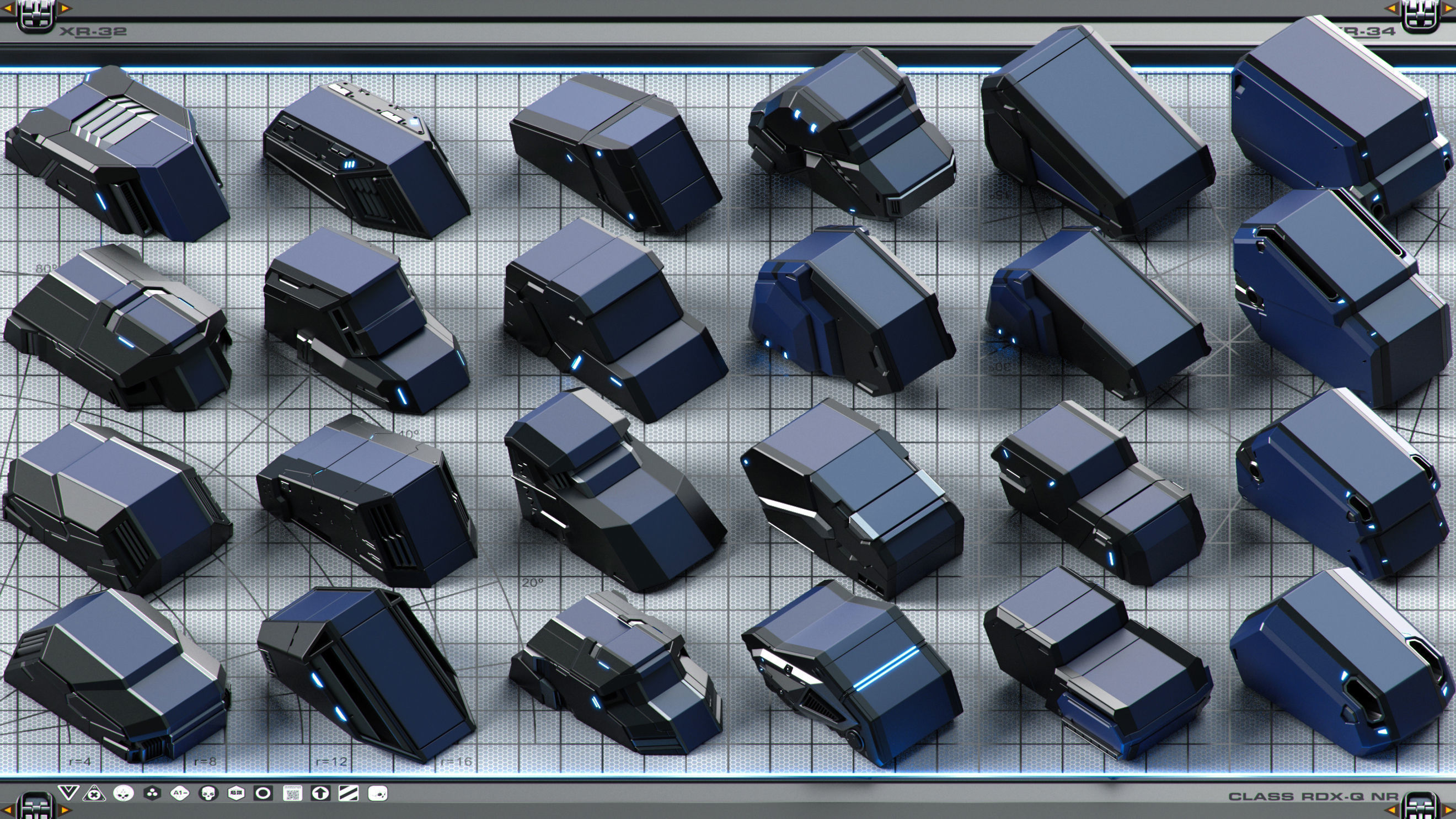 Sci-Fi Hard Surface SPACESHIP KITBASH 350 DETAILS 3D model_27