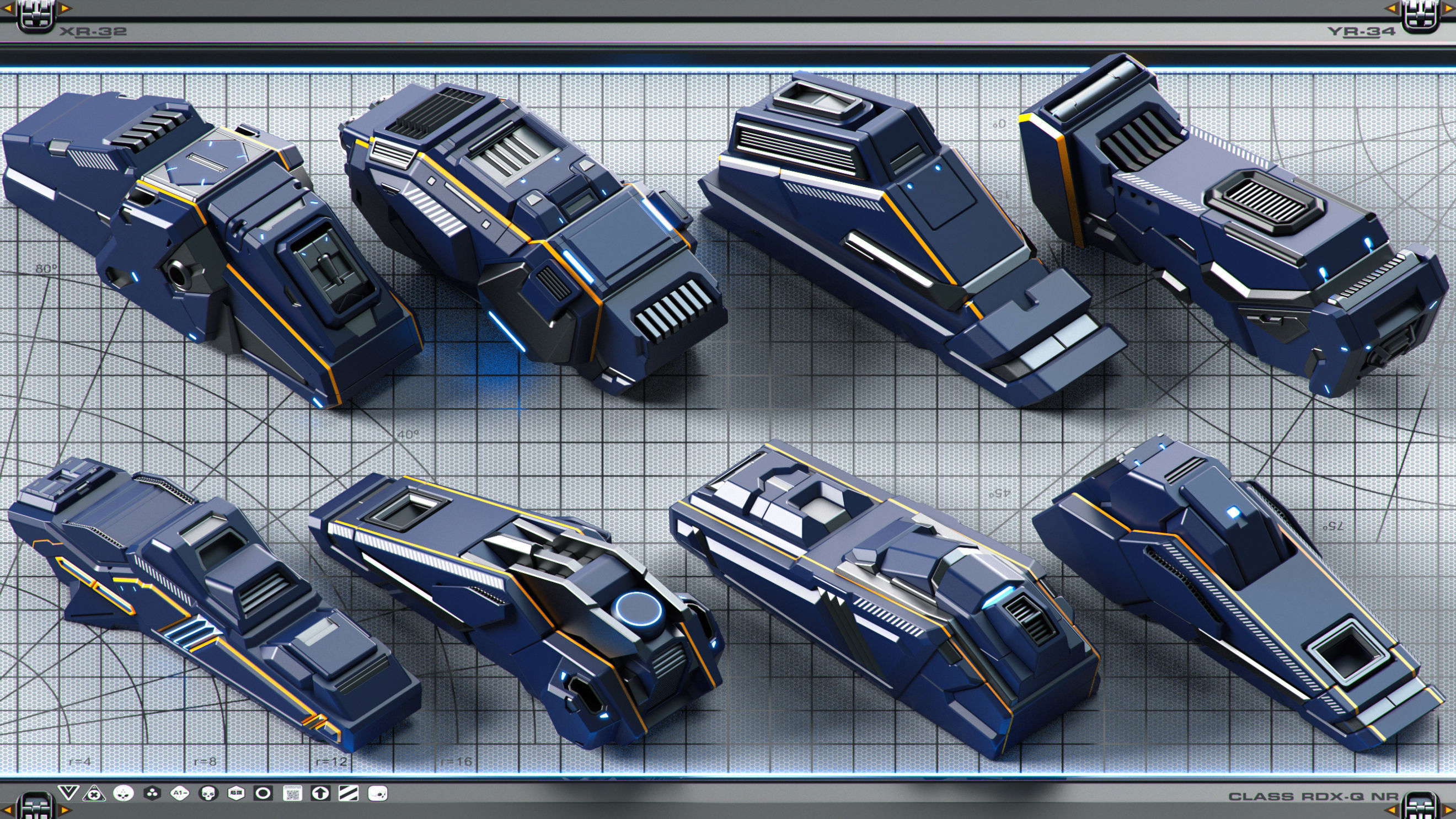 Sci-Fi Hard Surface SPACESHIP KITBASH 350 DETAILS 3D model_10