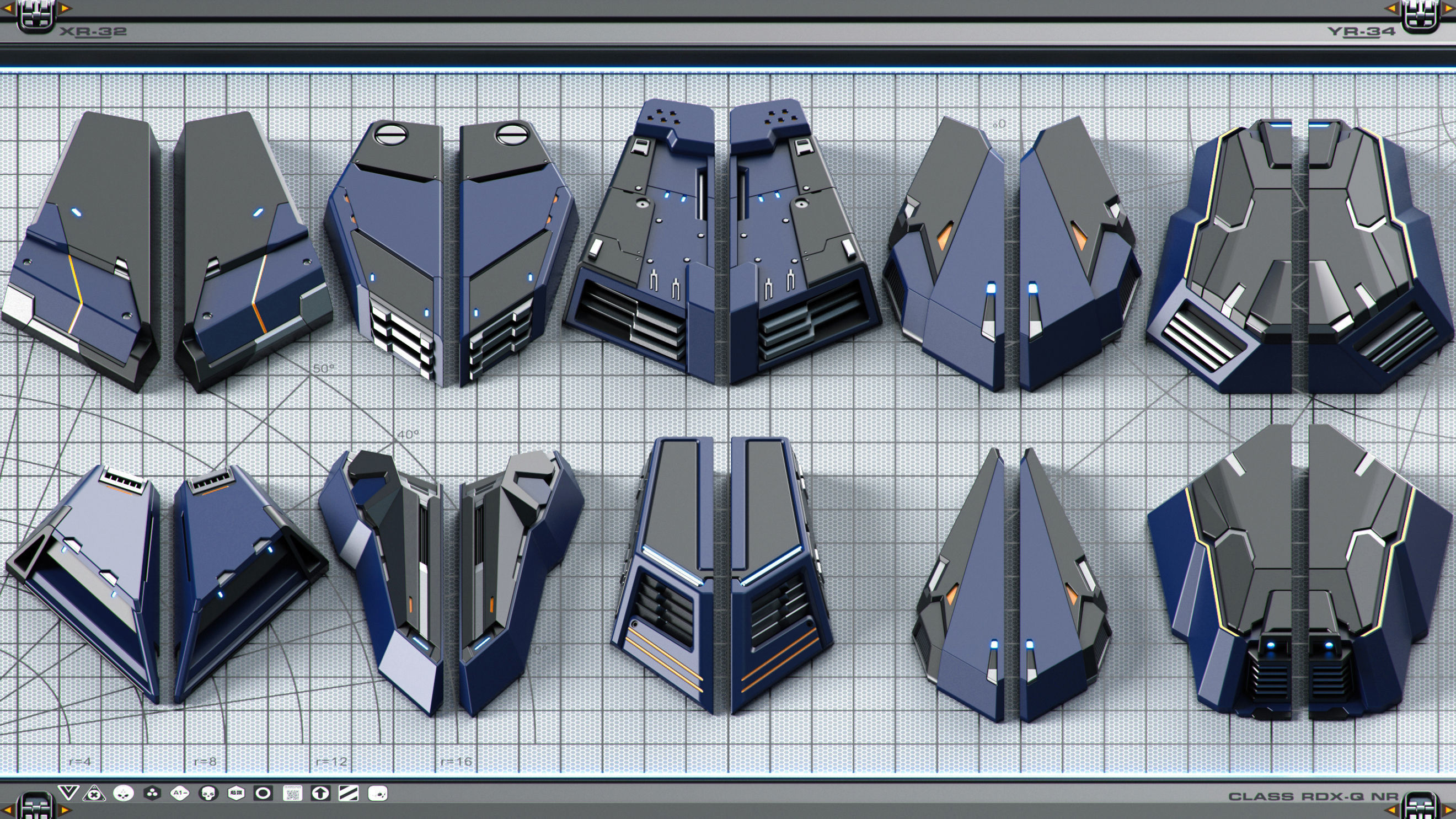 Sci-Fi Hard Surface SPACESHIP KITBASH 350 DETAILS 3D model_19