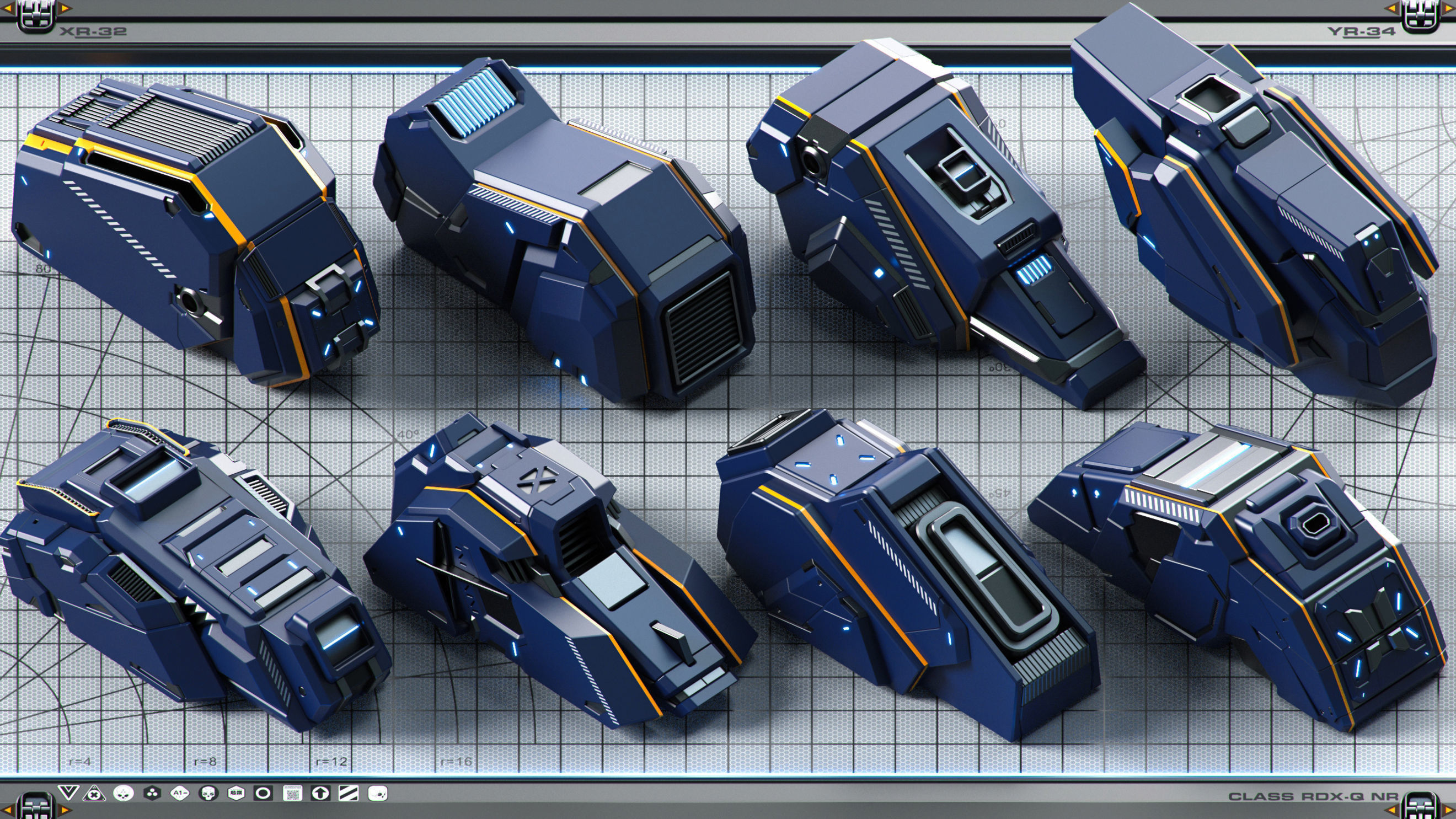 Sci-Fi Hard Surface SPACESHIP KITBASH 350 DETAILS 3D model_6