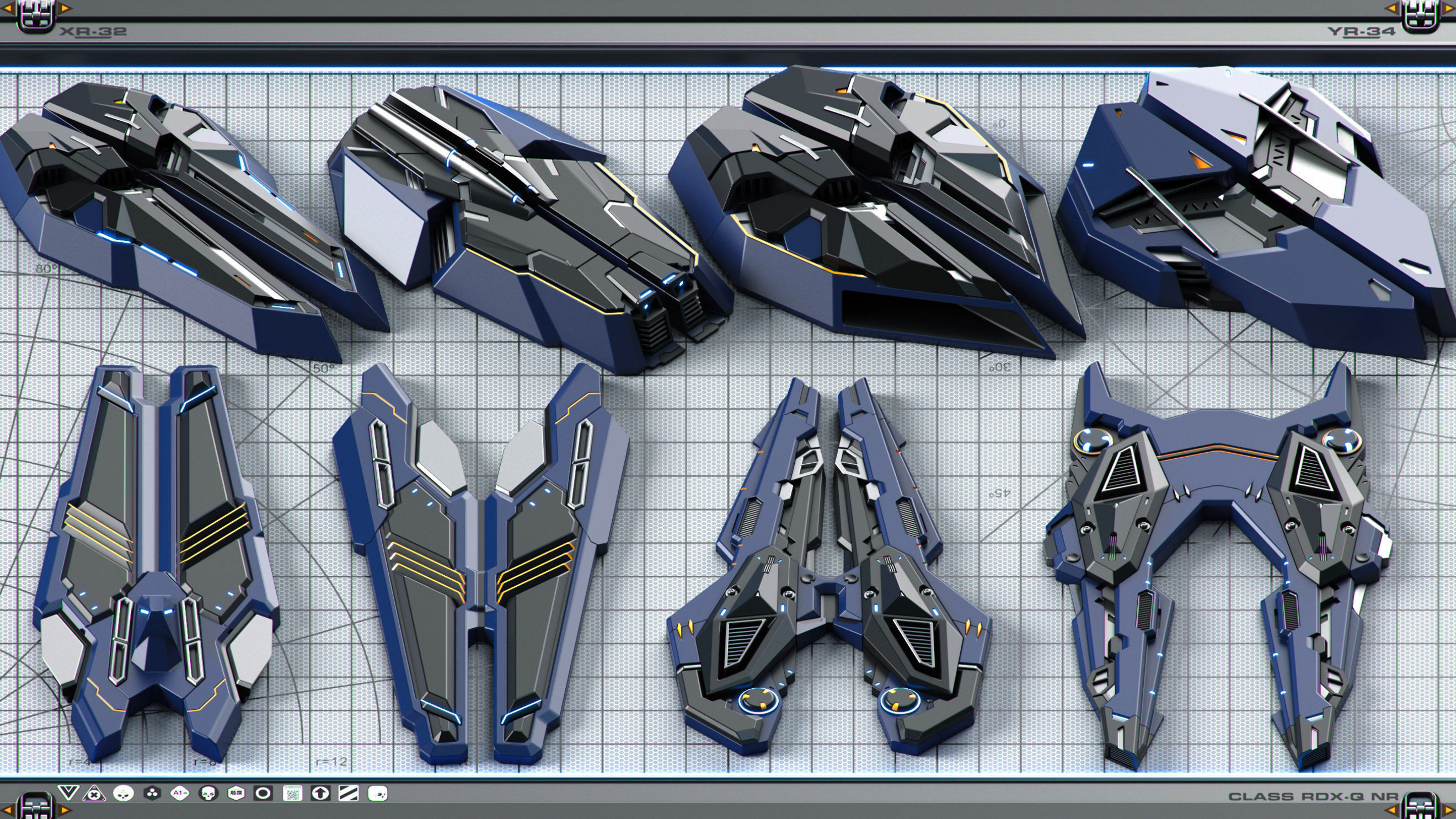 Sci-Fi Hard Surface SPACESHIP KITBASH 350 DETAILS 3D model_14
