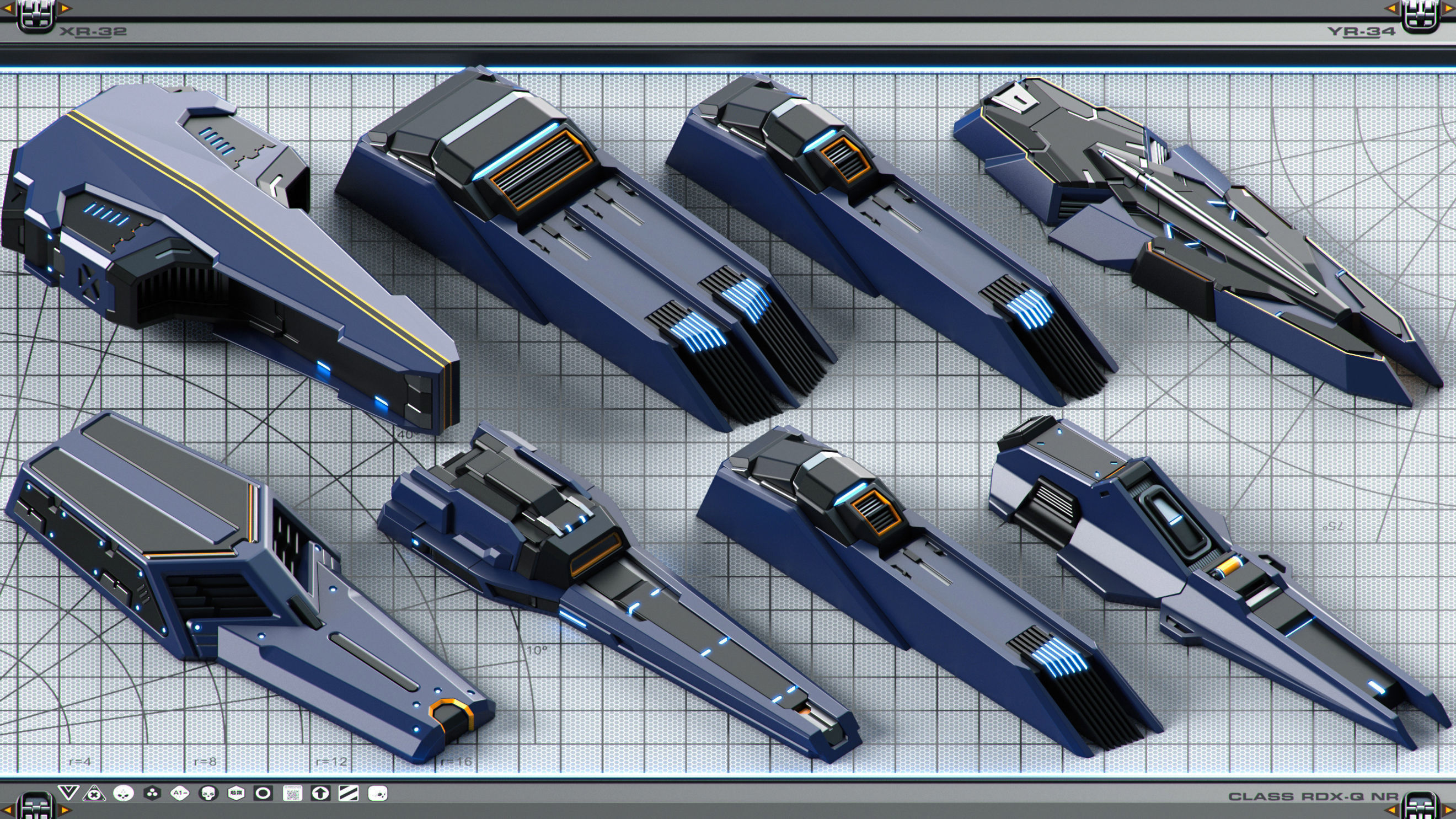 Sci-Fi Hard Surface SPACESHIP KITBASH 350 DETAILS 3D model_13