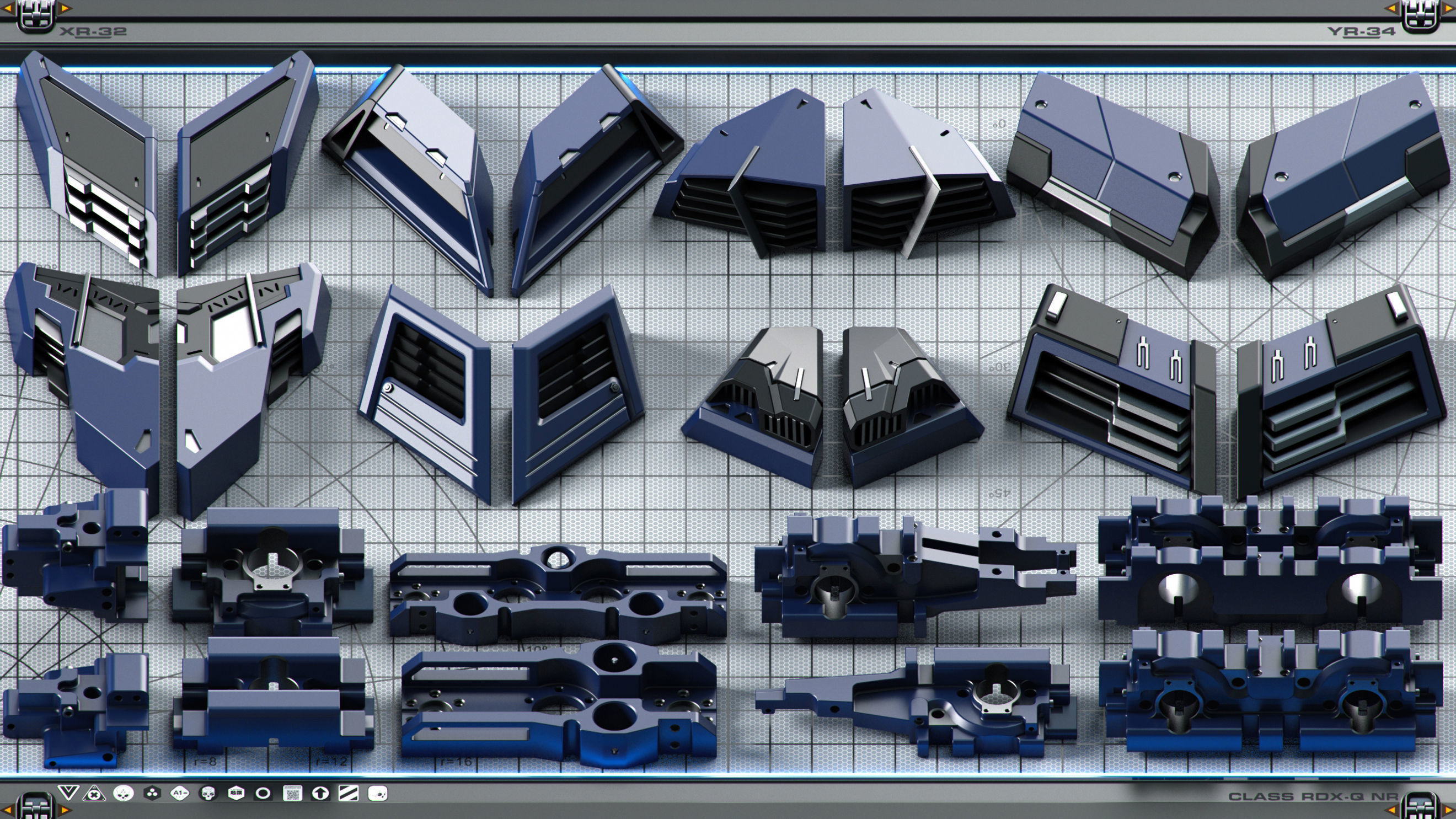 Sci-Fi Hard Surface SPACESHIP KITBASH 350 DETAILS 3D model_16