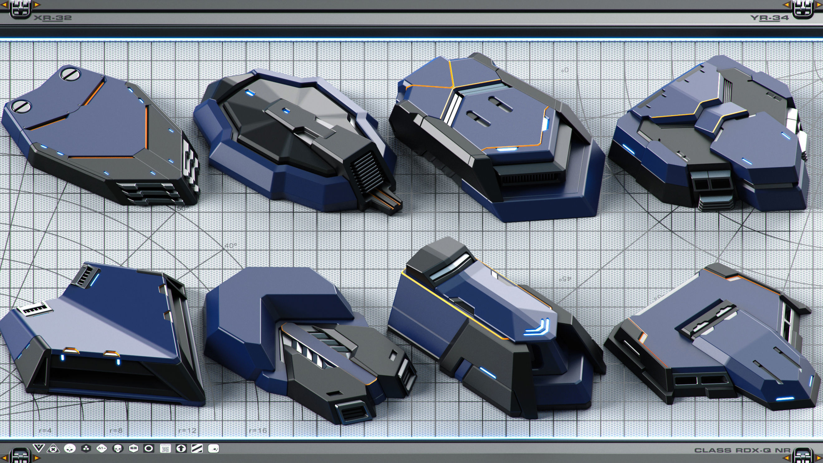 Sci-Fi Hard Surface SPACESHIP KITBASH 350 DETAILS 3D model_17