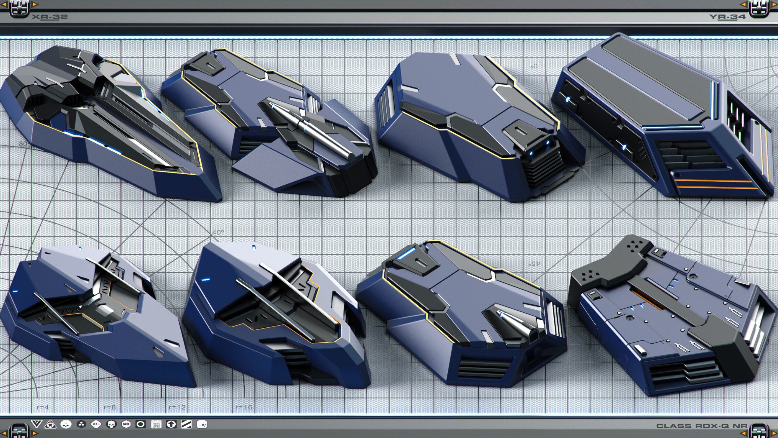 Sci-Fi Hard Surface SPACESHIP KITBASH 350 DETAILS 3D model_18