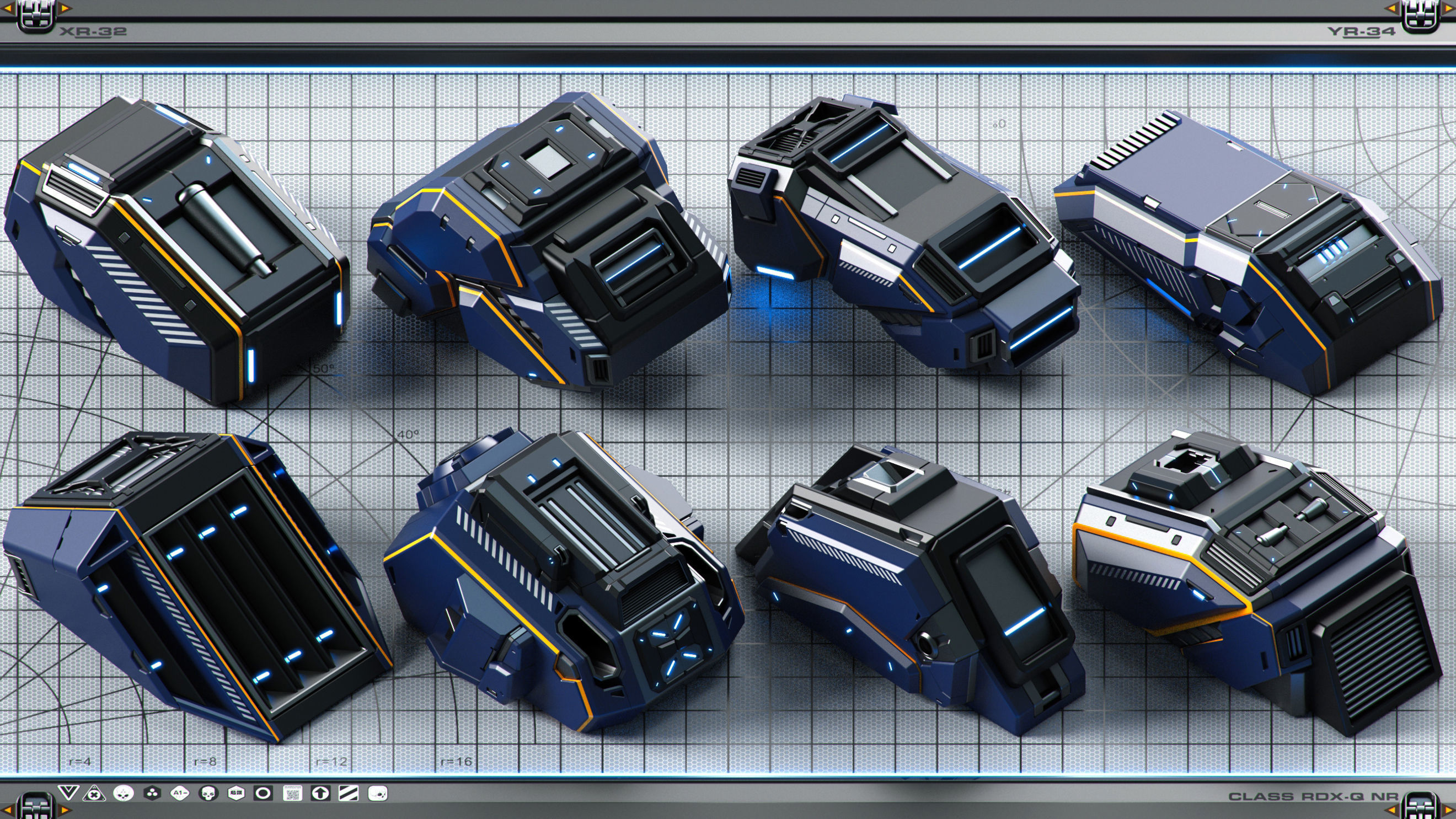 Sci-Fi Hard Surface SPACESHIP KITBASH 350 DETAILS 3D model_5