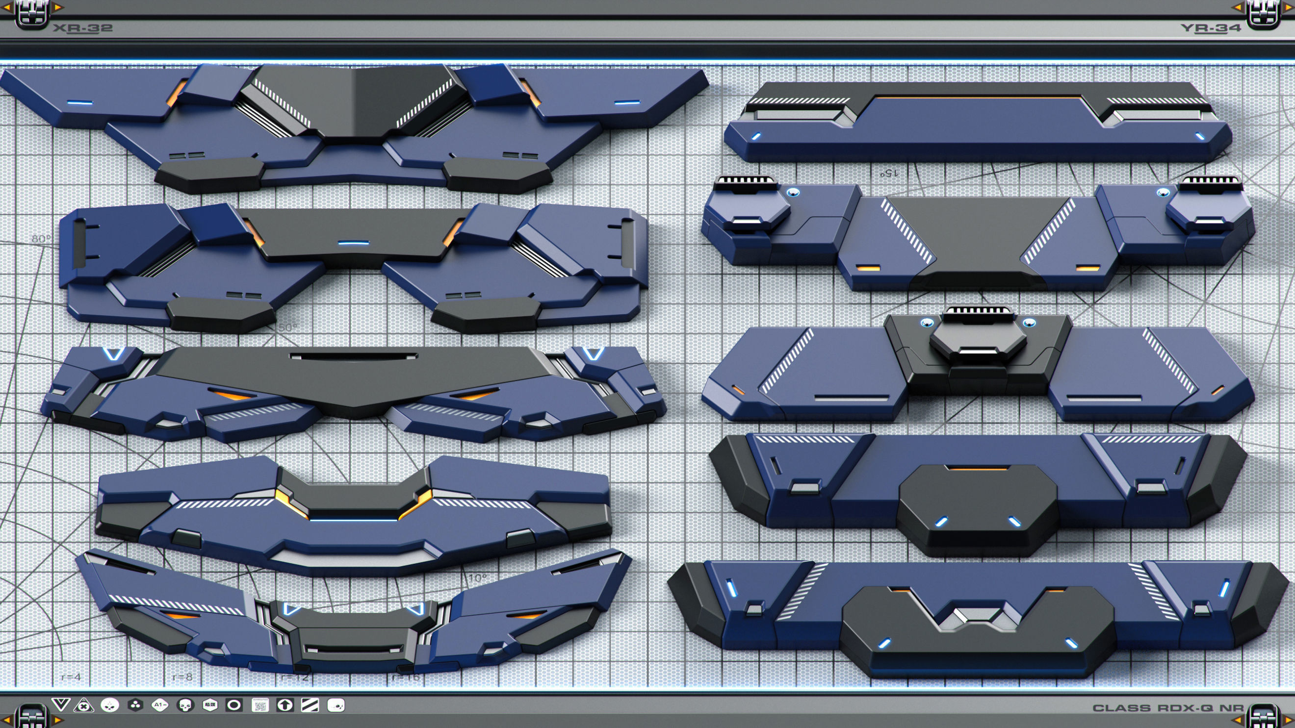 Sci-Fi Hard Surface SPACESHIP KITBASH 350 DETAILS 3D model_21