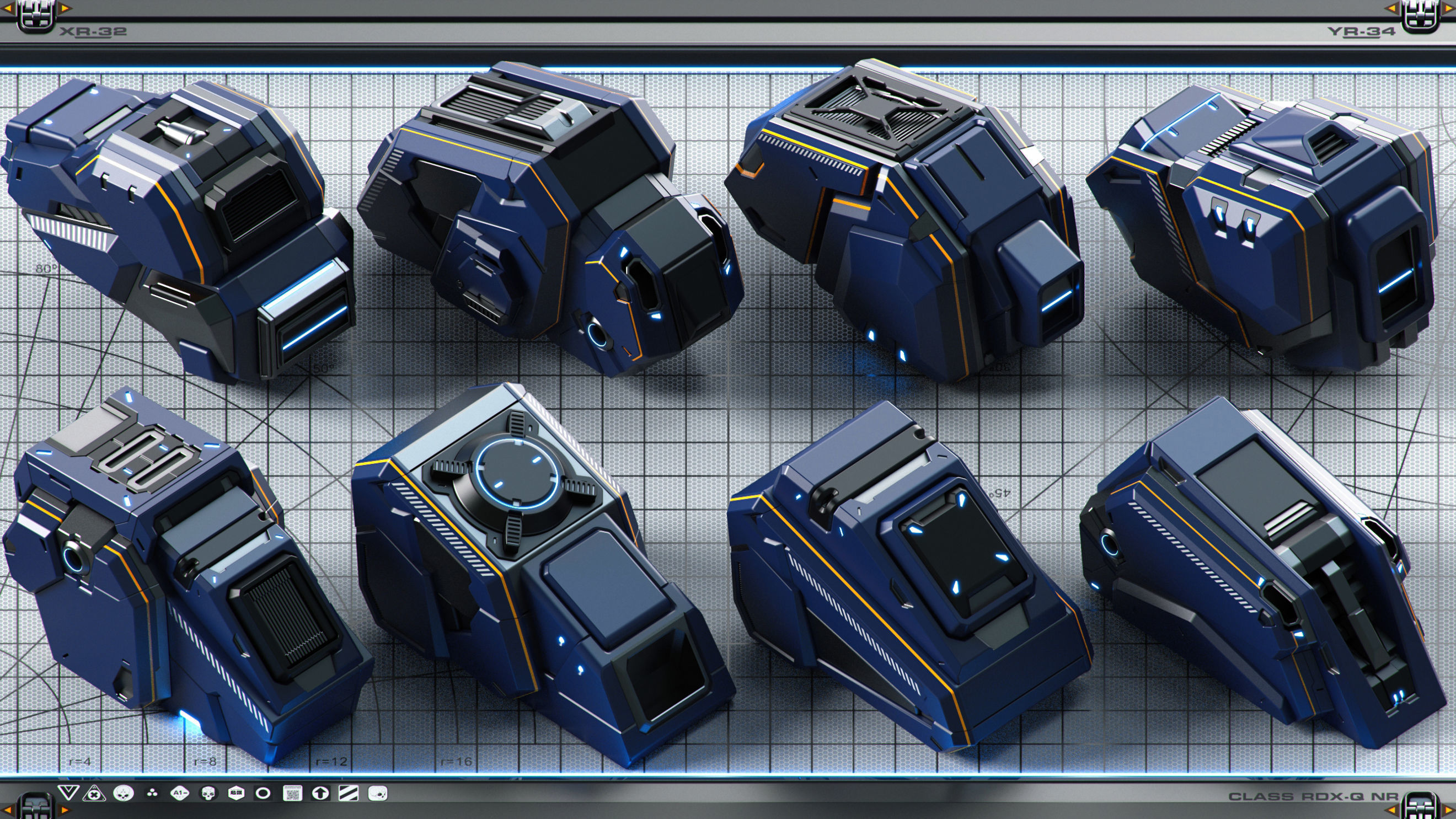 Sci-Fi Hard Surface SPACESHIP KITBASH 350 DETAILS 3D model_8