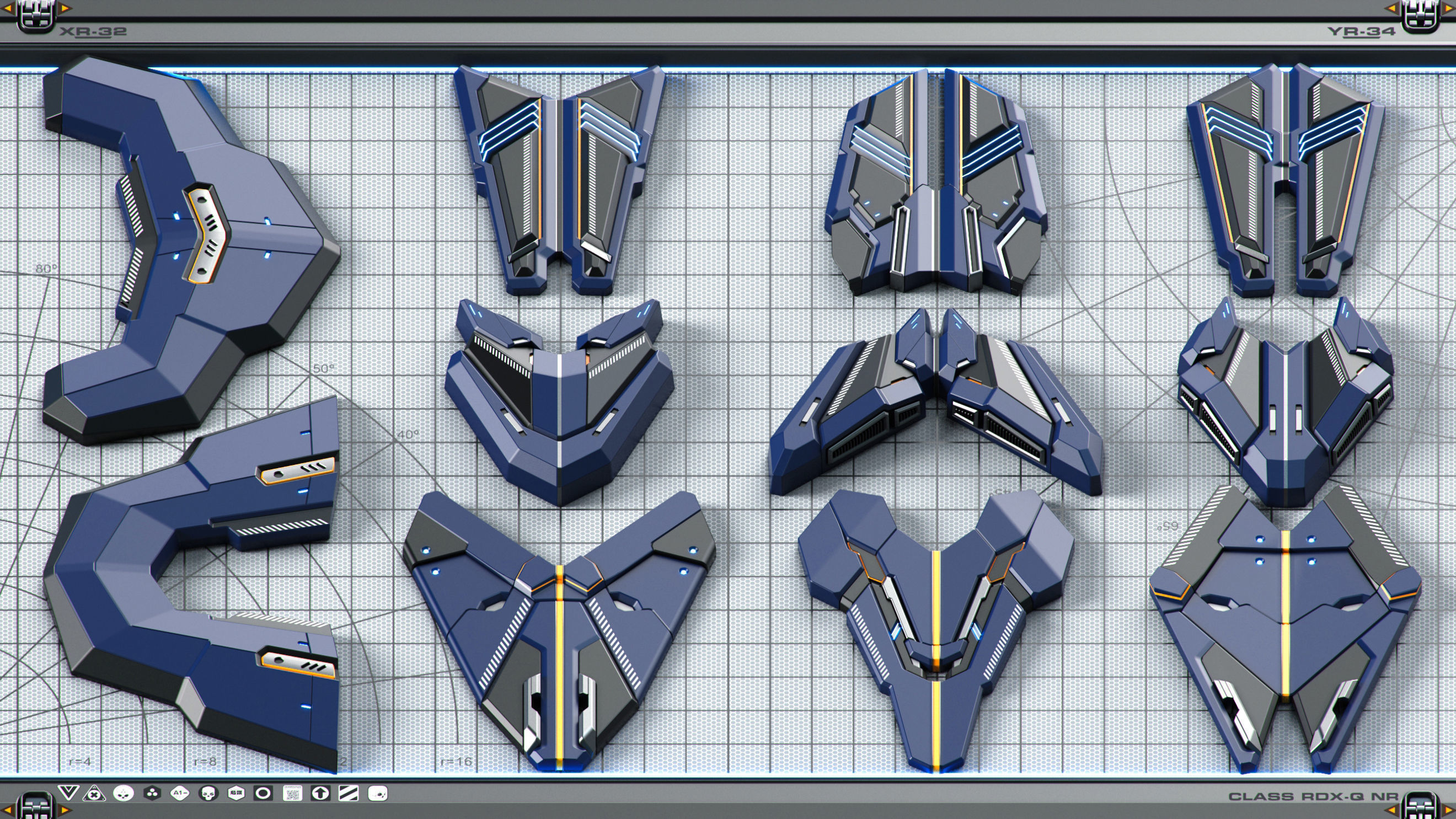 Sci-Fi Hard Surface SPACESHIP KITBASH 350 DETAILS 3D model_24