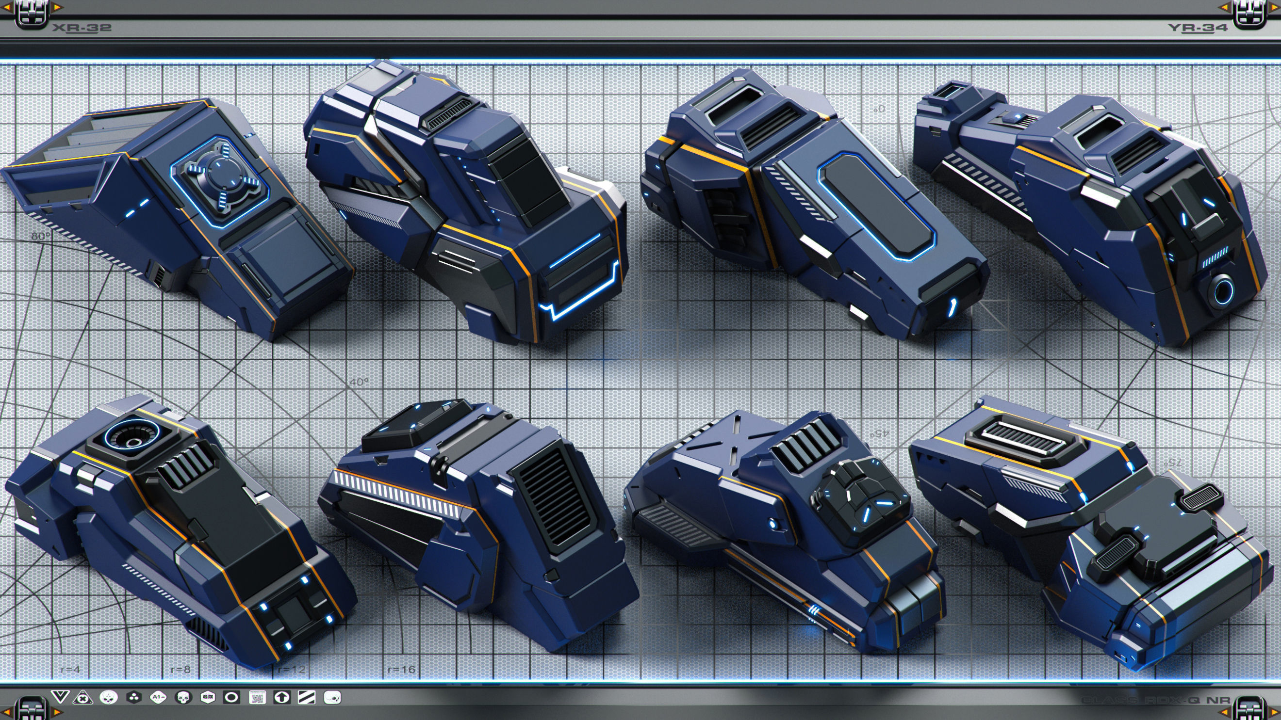 Sci-Fi Hard Surface SPACESHIP KITBASH 350 DETAILS 3D model_9