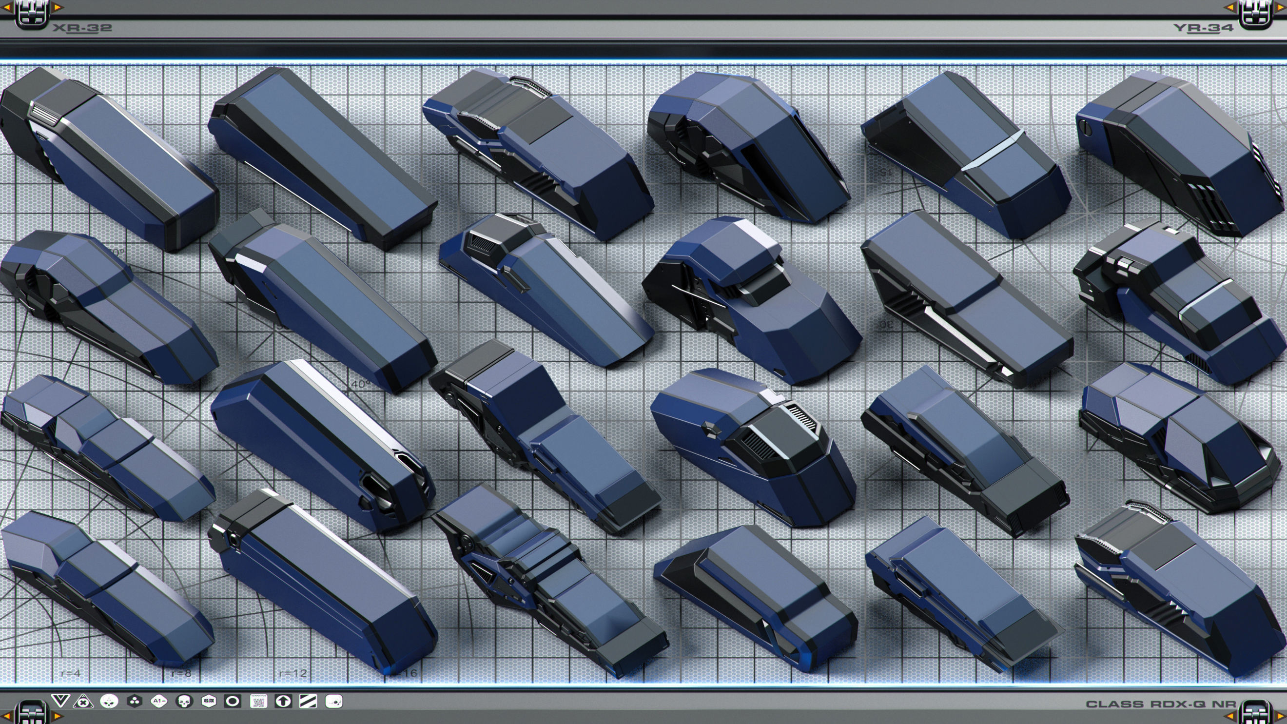 Sci-Fi Hard Surface SPACESHIP KITBASH 350 DETAILS 3D model_28