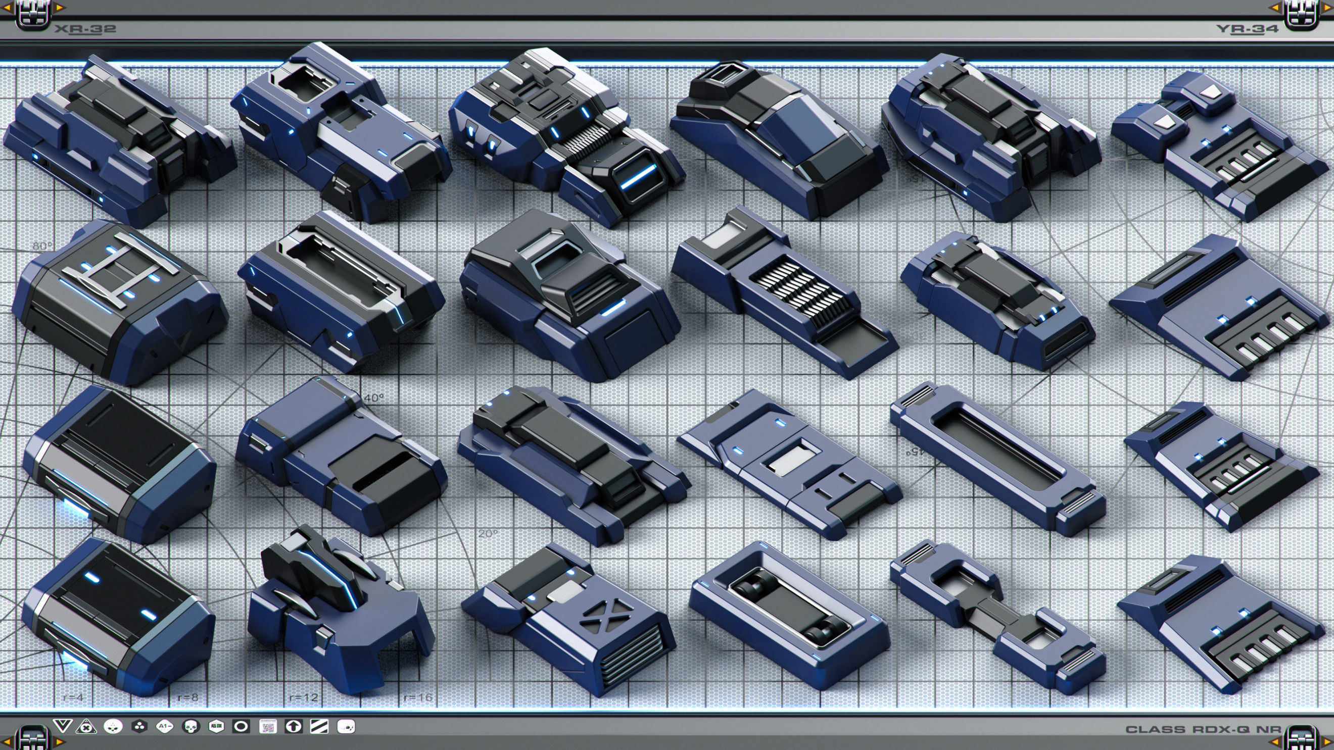 Sci-Fi Hard Surface SPACESHIP KITBASH 350 DETAILS 3D model_20