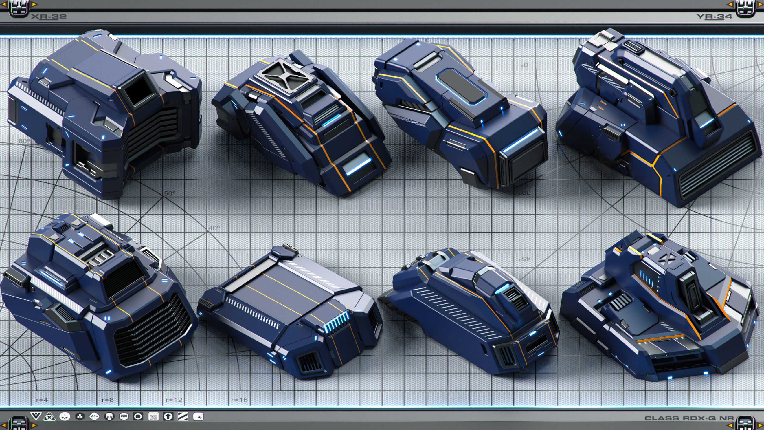 Sci-Fi Hard Surface SPACESHIP KITBASH 350 DETAILS 3D model_7