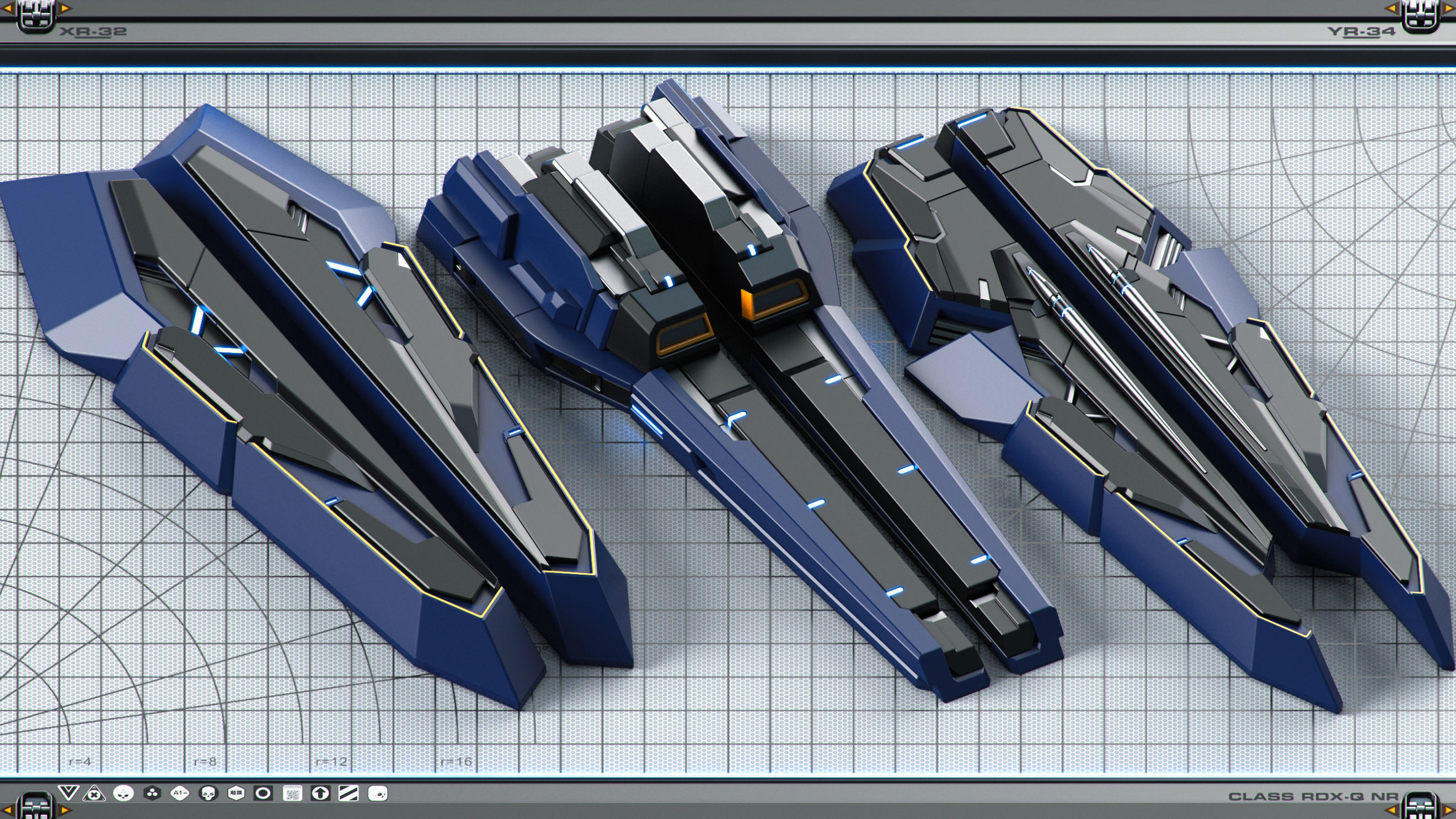 Sci-Fi Hard Surface SPACESHIP KITBASH 350 DETAILS 3D model_26