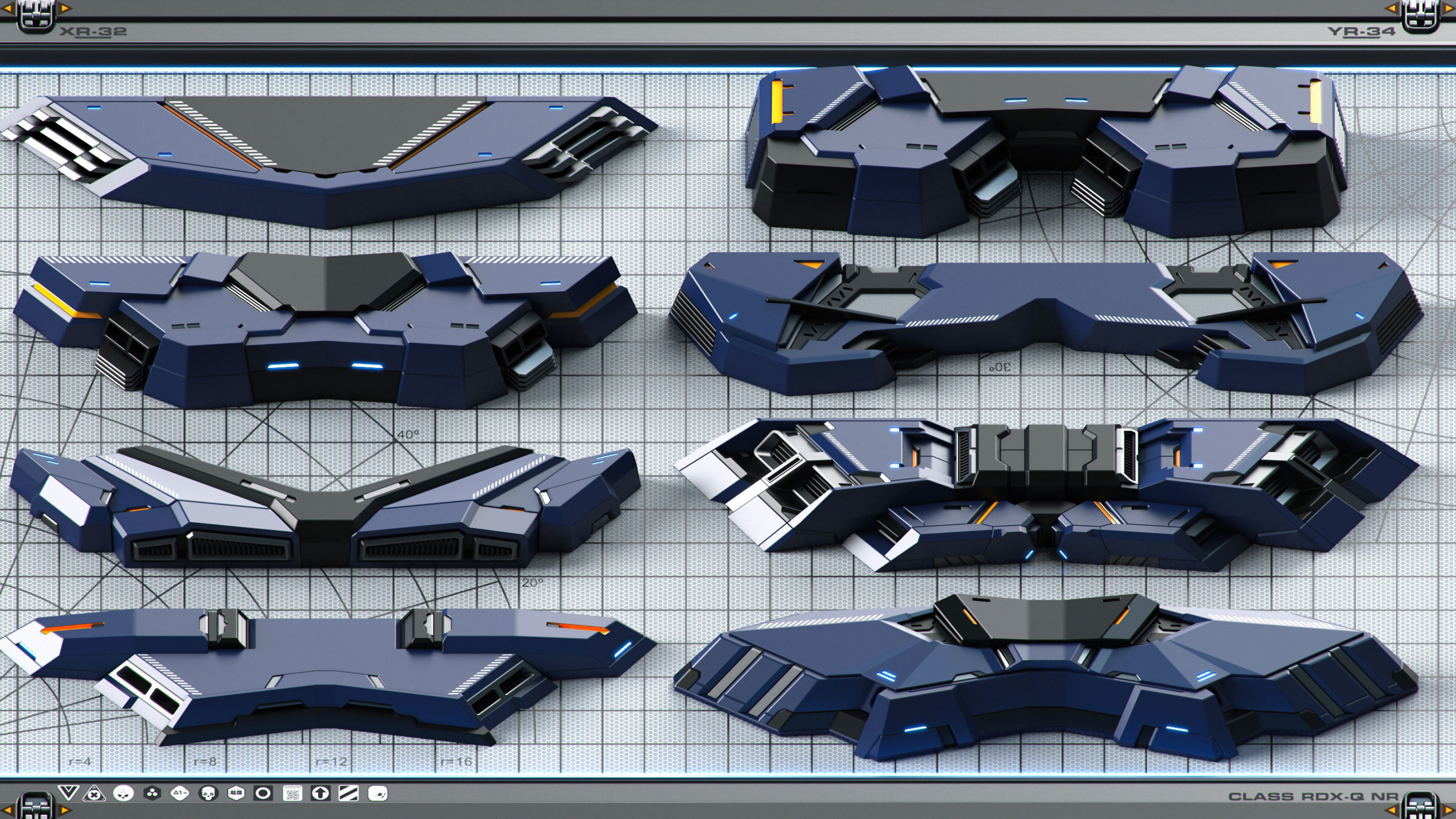 Sci-Fi Hard Surface SPACESHIP KITBASH 350 DETAILS 3D model_23