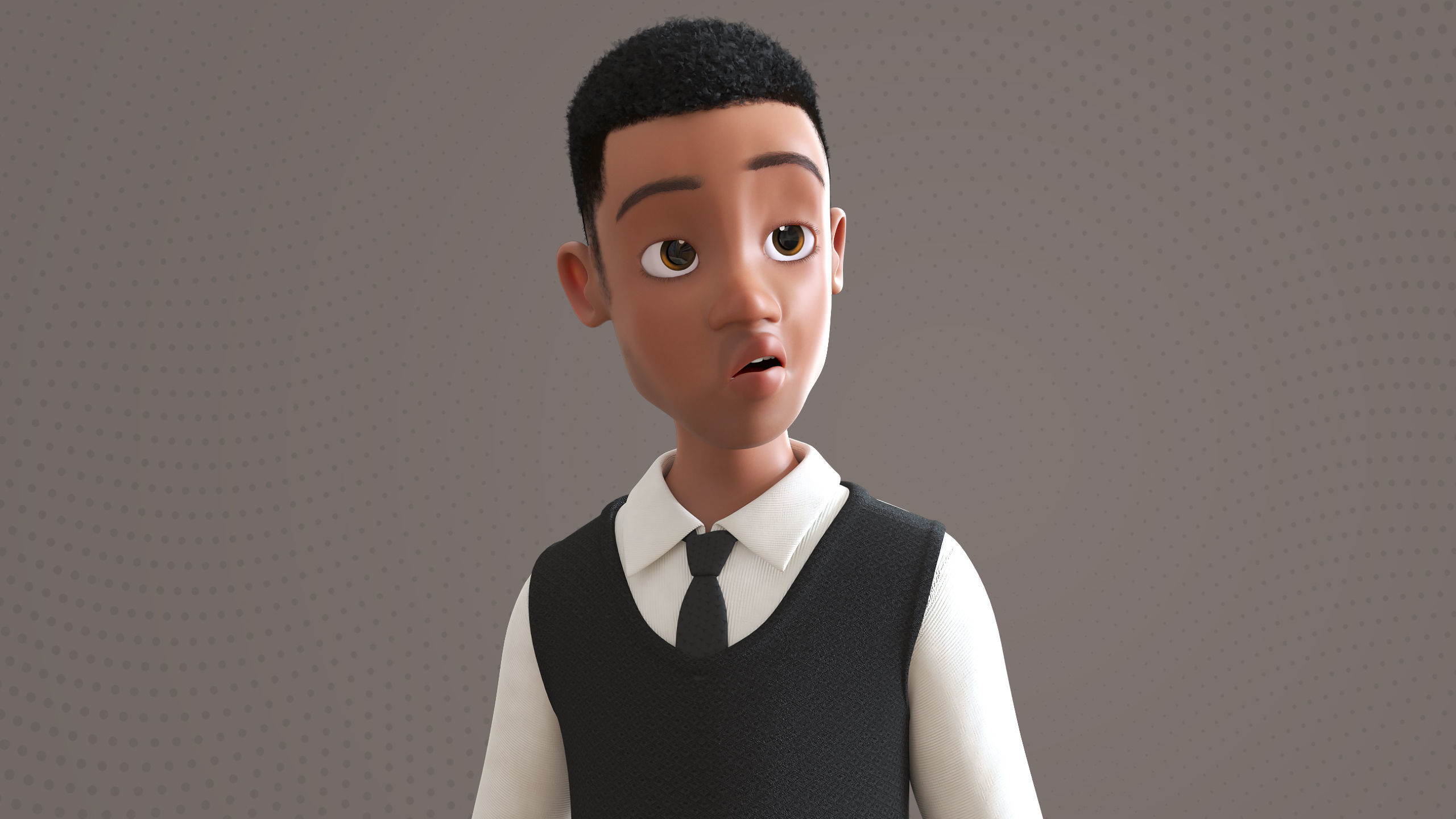 Cartoon Afro Father Maya - Rigged - Teacher - Waiter  Low-poly 3D model_27
