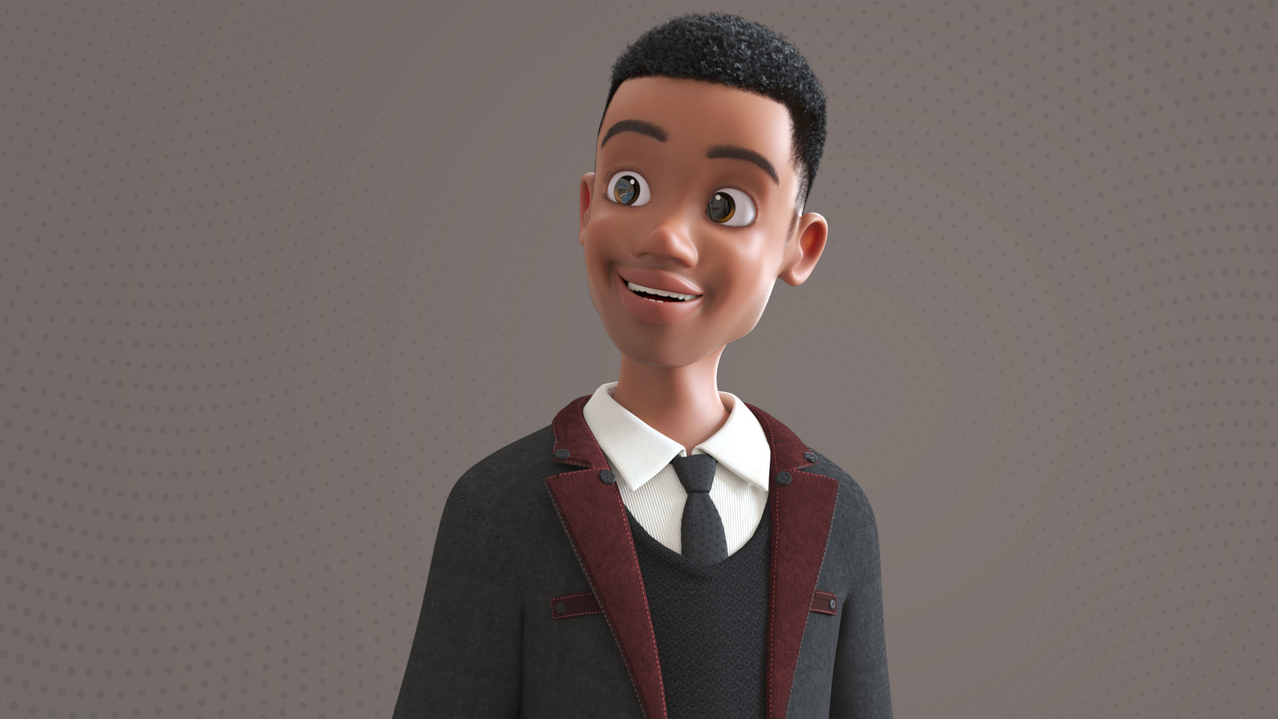 Cartoon Afro Father Maya - Rigged - Teacher - Waiter  Low-poly 3D model_25