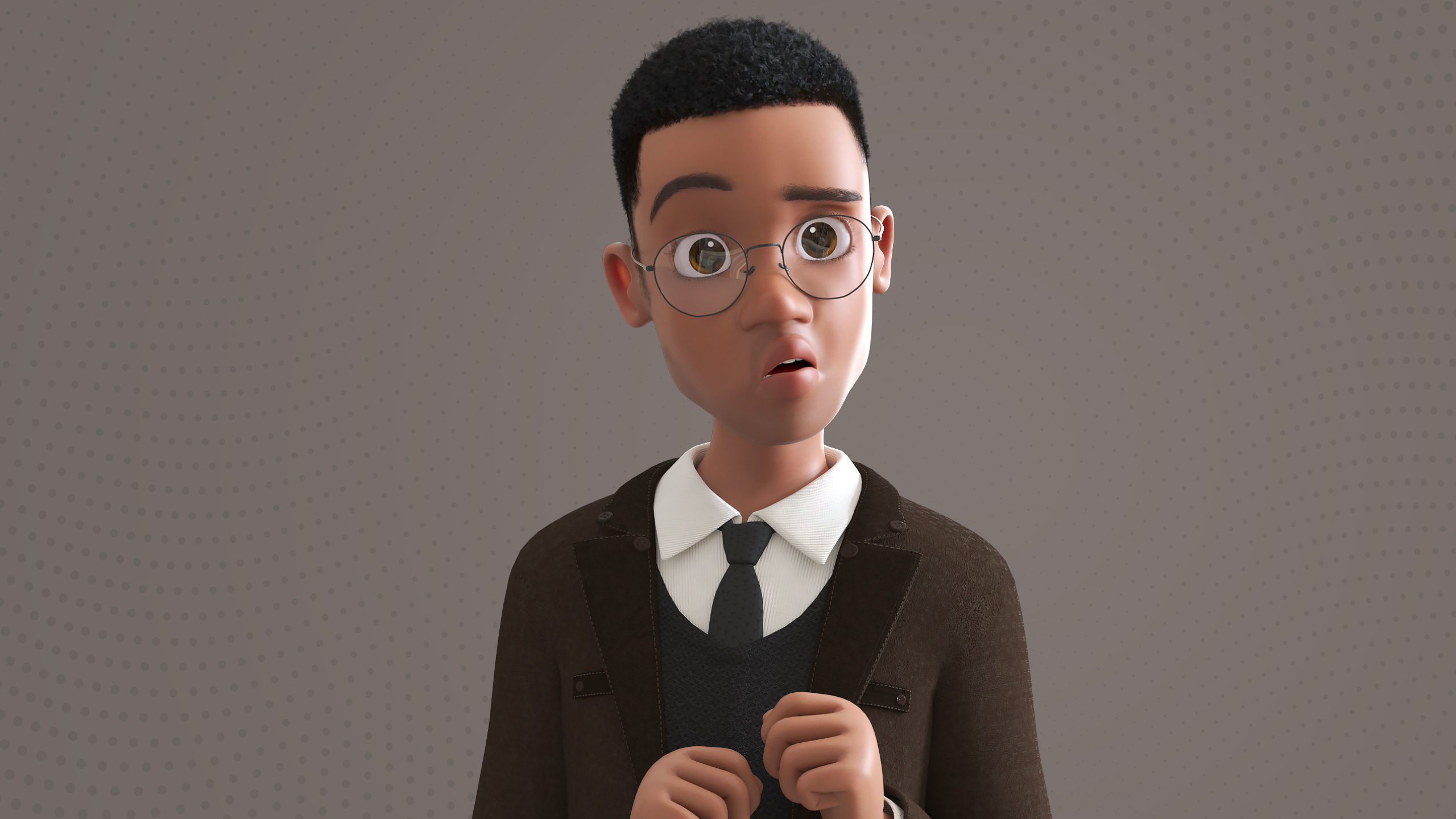 Cartoon Afro Father Maya - Rigged - Teacher - Waiter  Low-poly 3D model_19