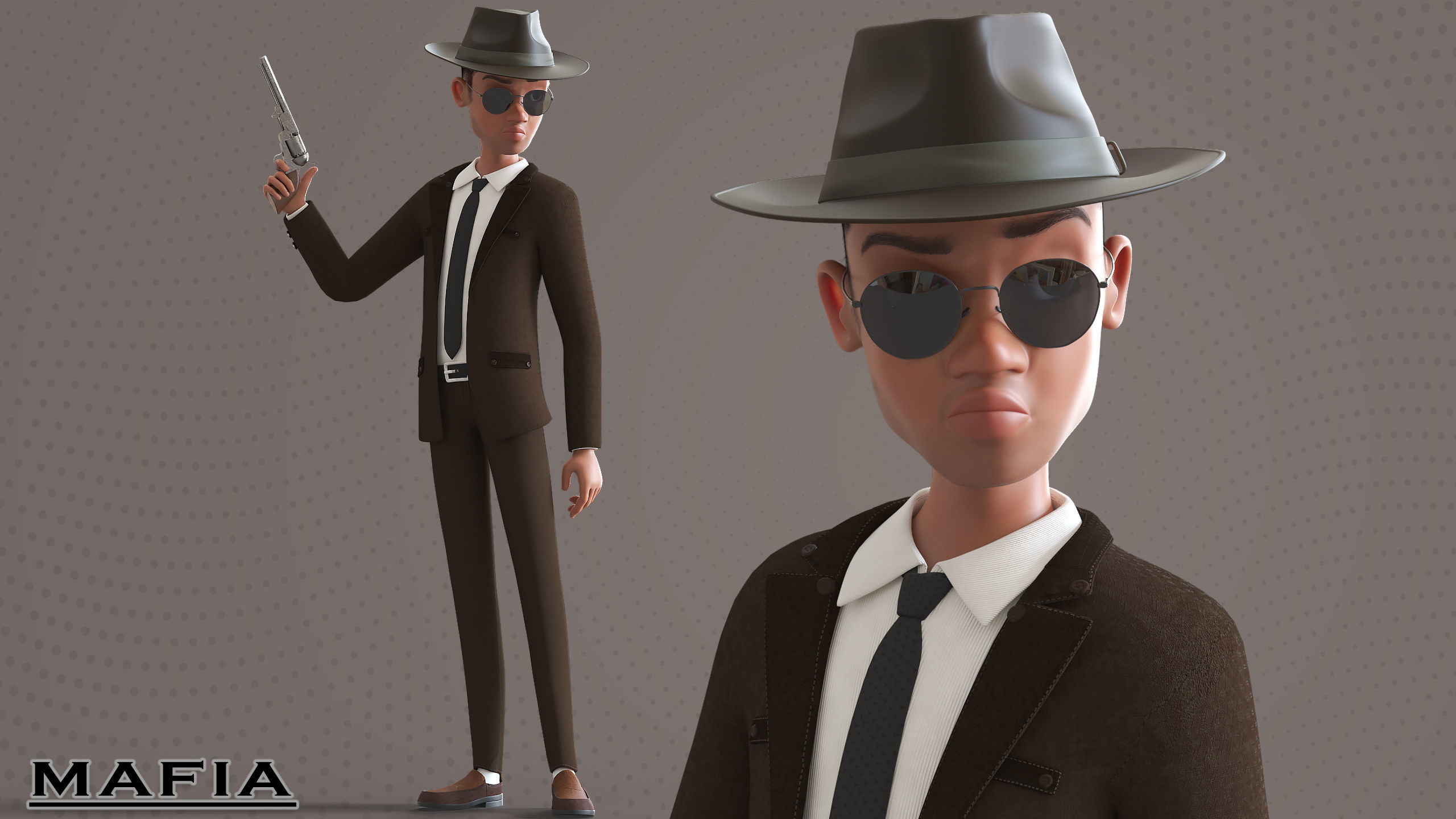 Cartoon Afro Father Maya - Rigged - Teacher - Waiter  Low-poly 3D model_11