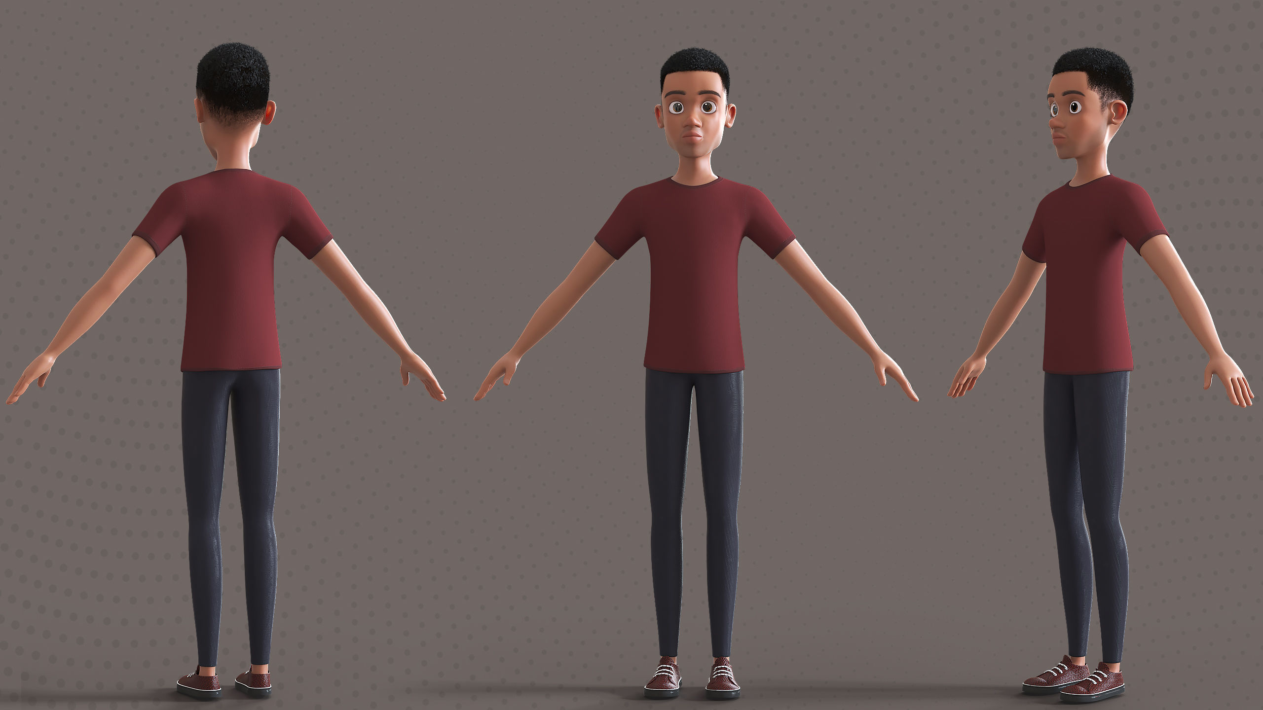Cartoon Afro Father Maya - Rigged - Teacher - Waiter  Low-poly 3D model_4