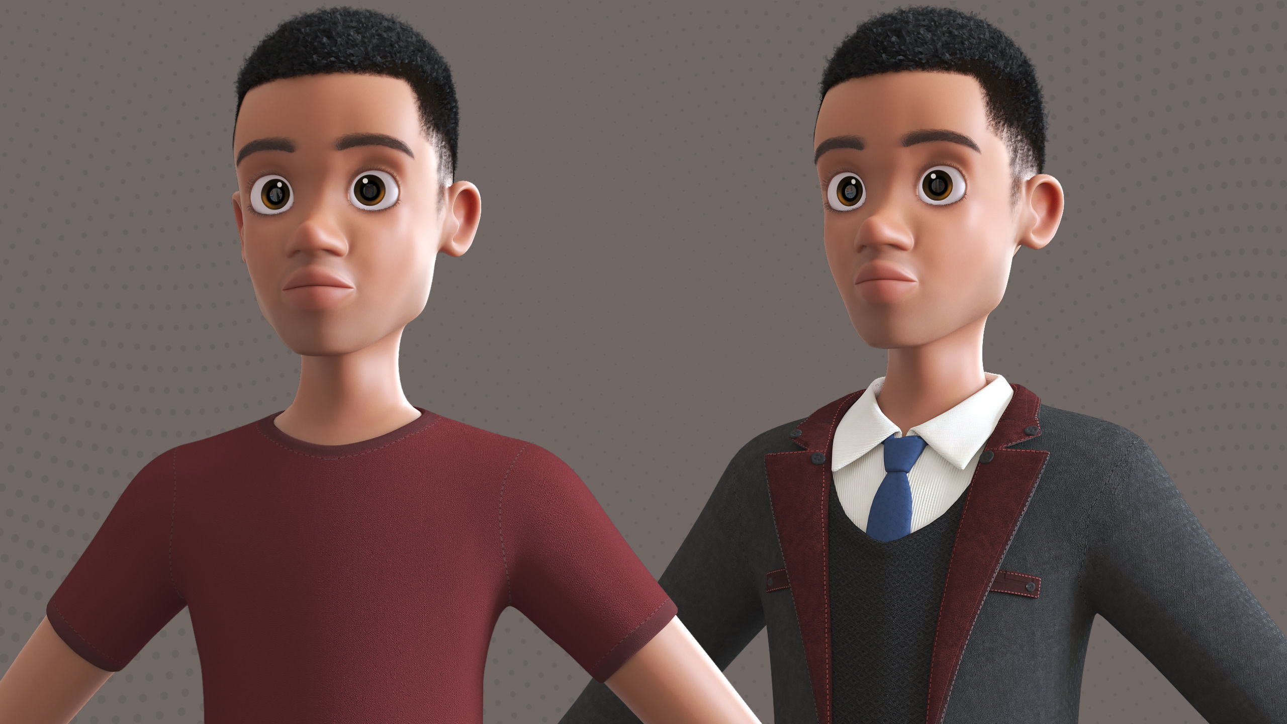 Cartoon Afro Father Maya - Rigged - Teacher - Waiter  Low-poly 3D model_7