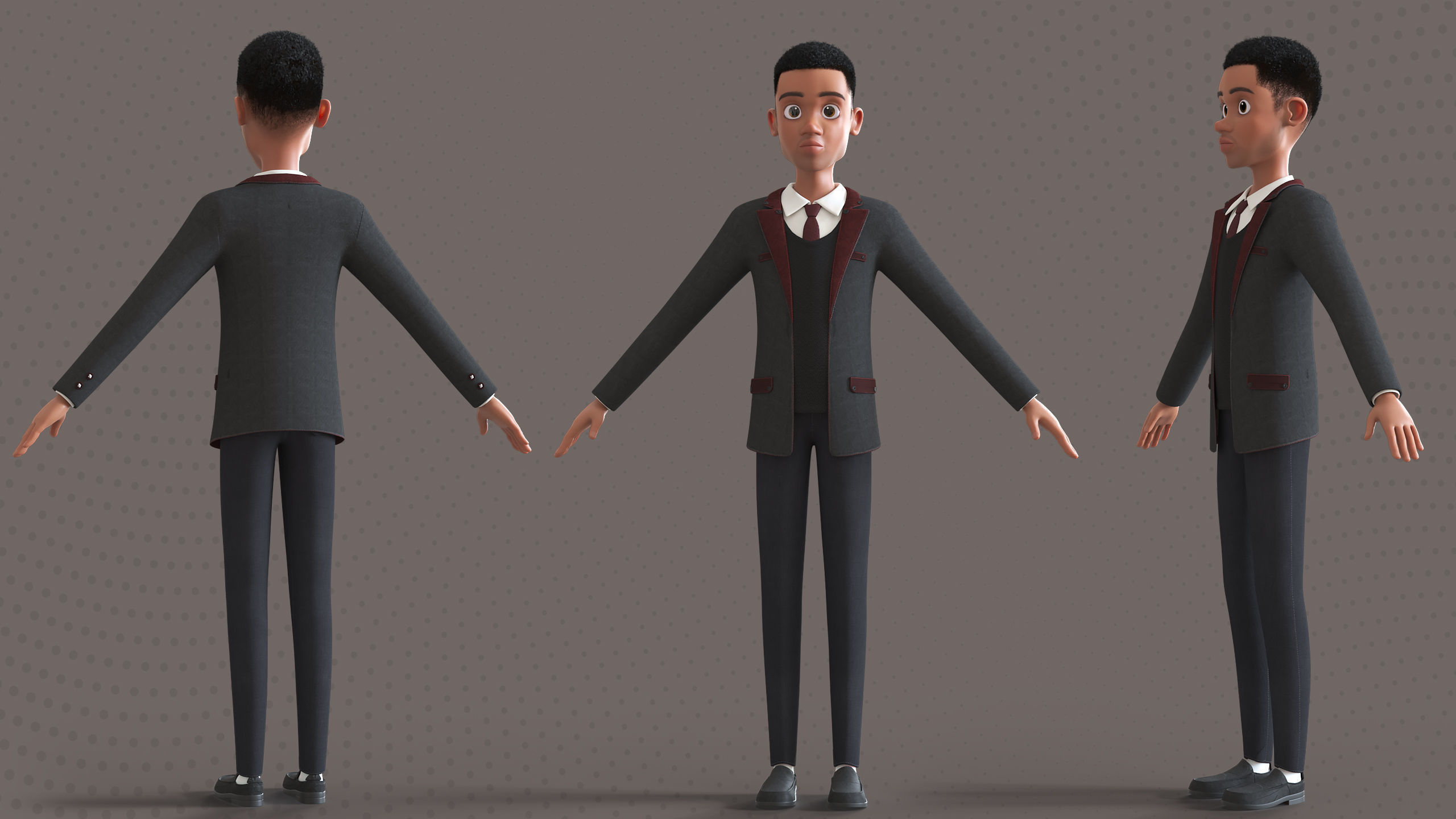 Cartoon Afro Father Maya - Rigged - Teacher - Waiter  Low-poly 3D model_3