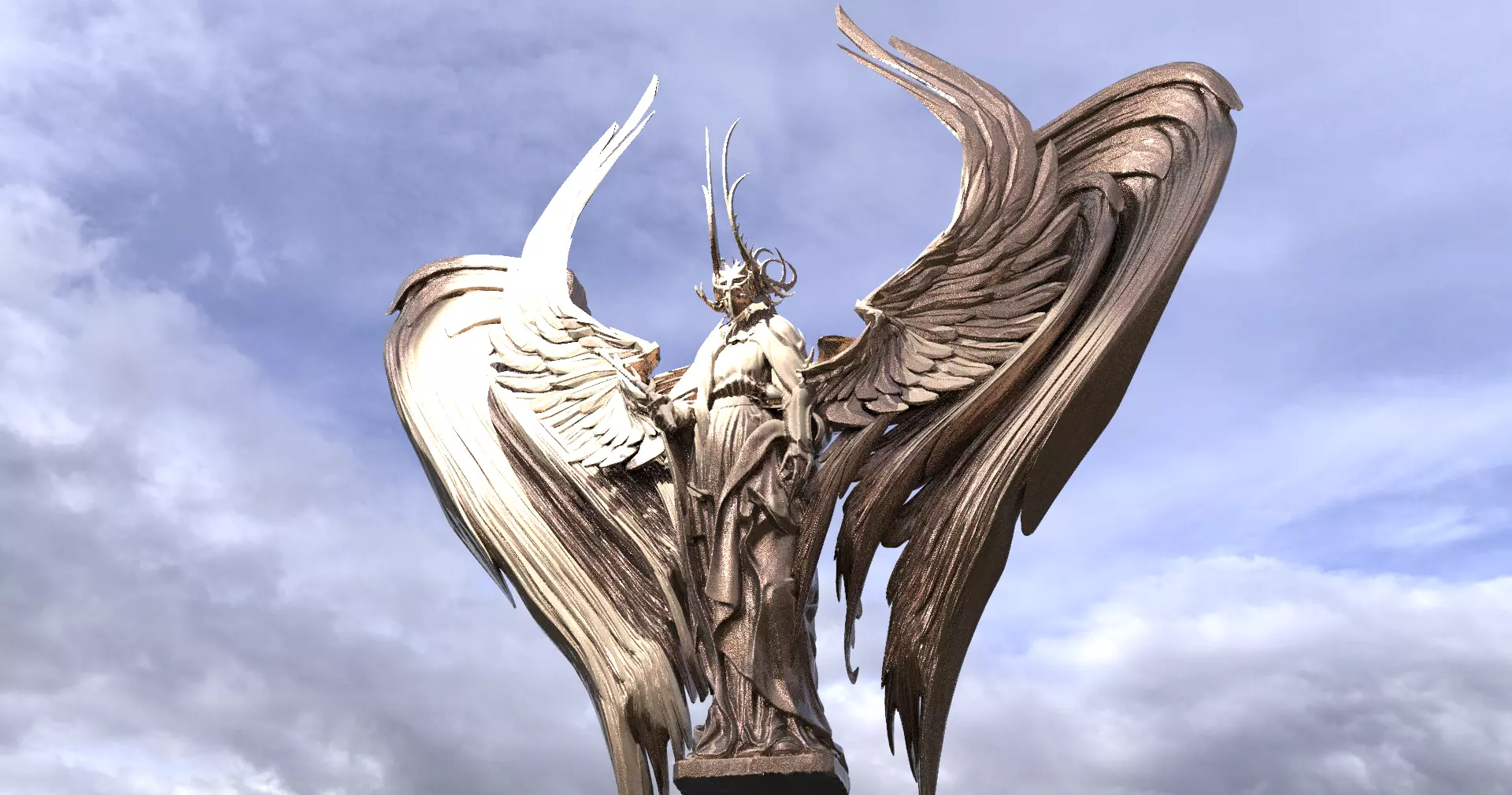 Dantes Fallen Angel eclipse statue 3D model_0