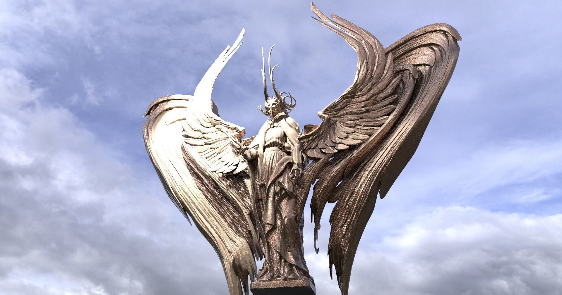 Dantes Fallen Angel eclipse statue 3D model_1