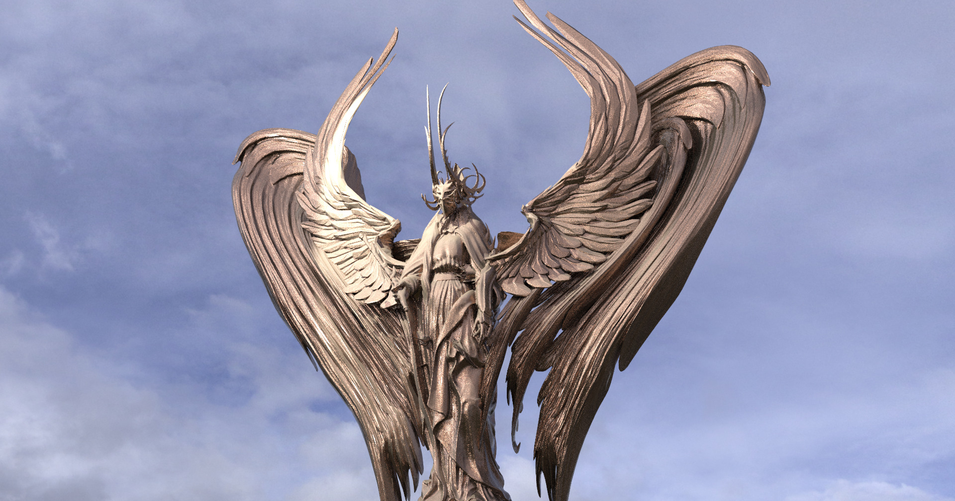 Dantes Fallen Angel eclipse statue 3D model_2