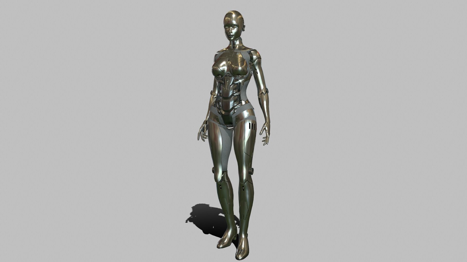 Android Girl Low-poly 3D model_16