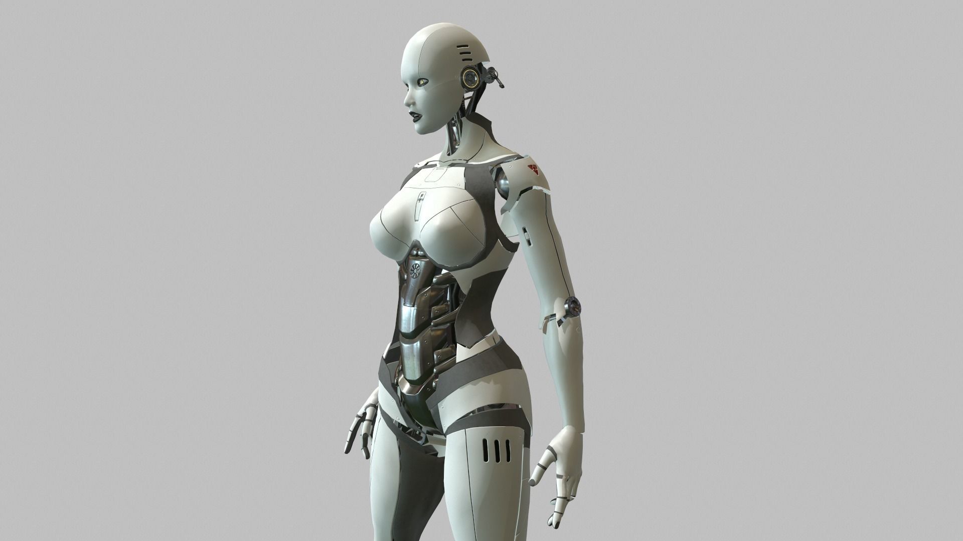 Android Girl Low-poly 3D model_9