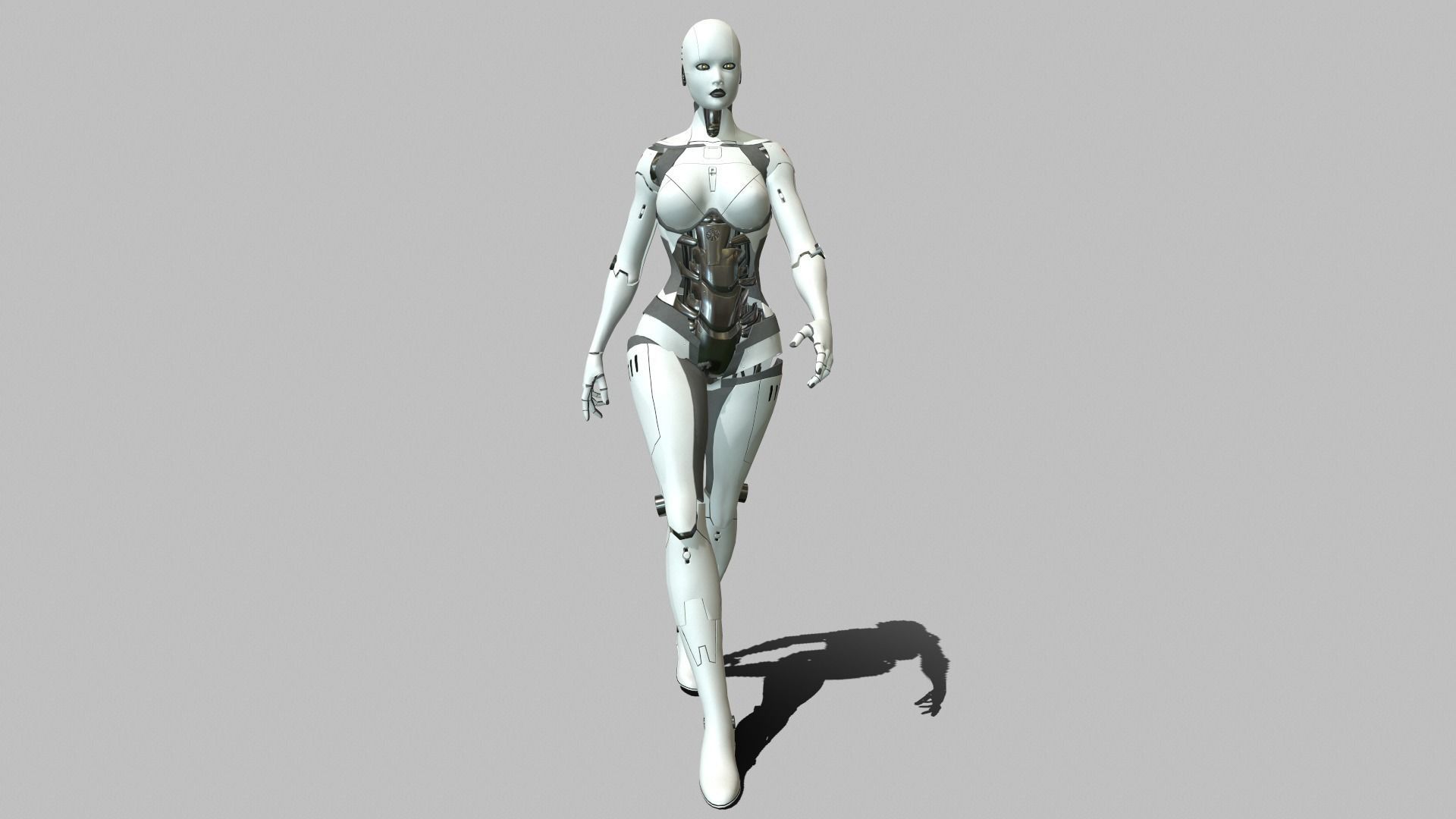 Android Girl Low-poly 3D model_10