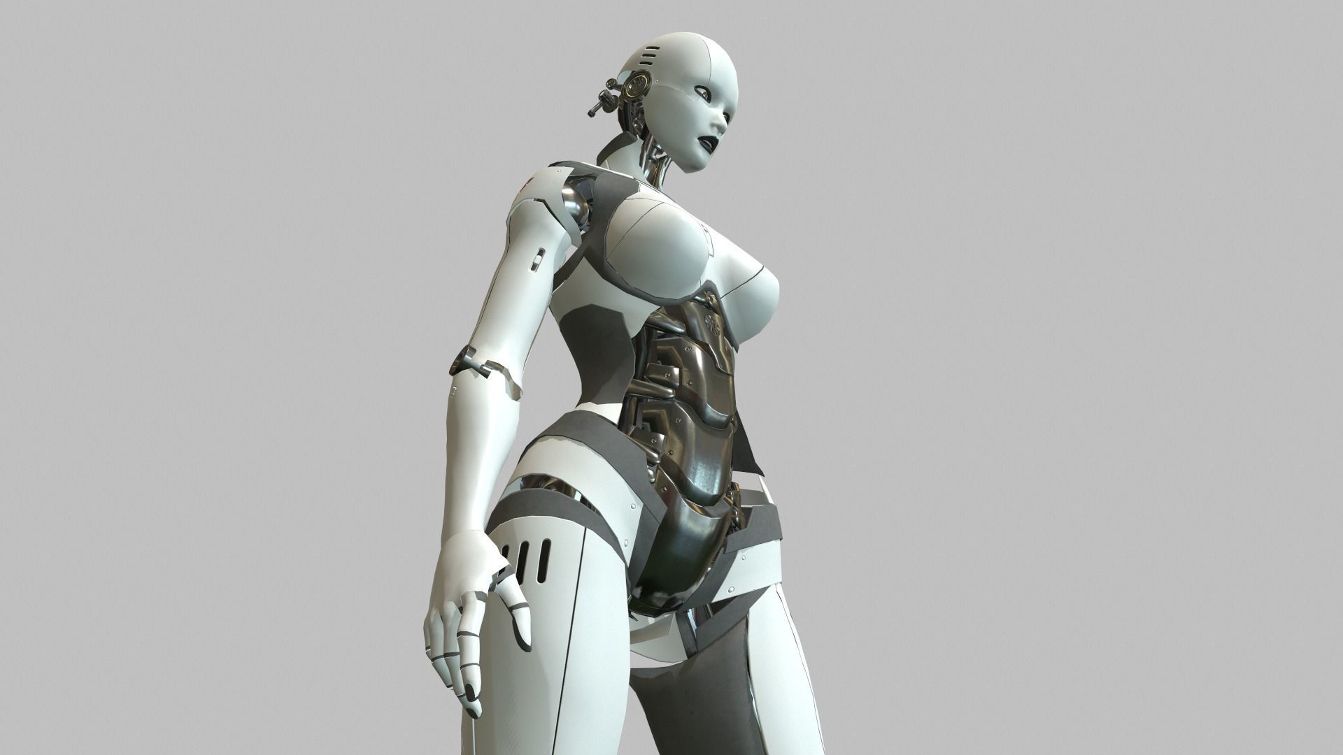 Android Girl Low-poly 3D model_5