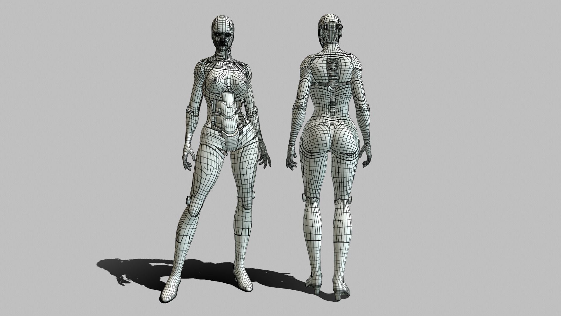 Android Girl Low-poly 3D model_20