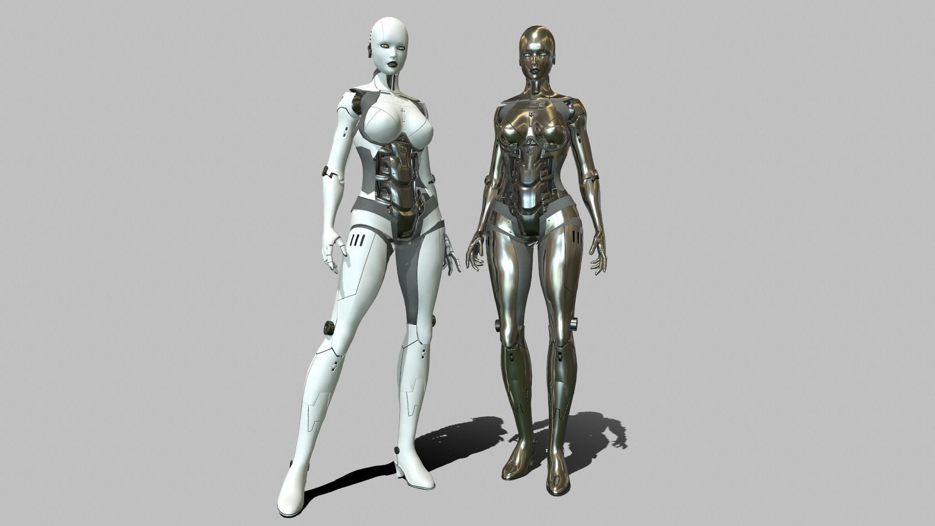Android Girl Low-poly 3D model_2