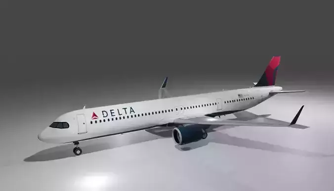 Delta airlines airbus a321neo 3d model Low-poly 3D model