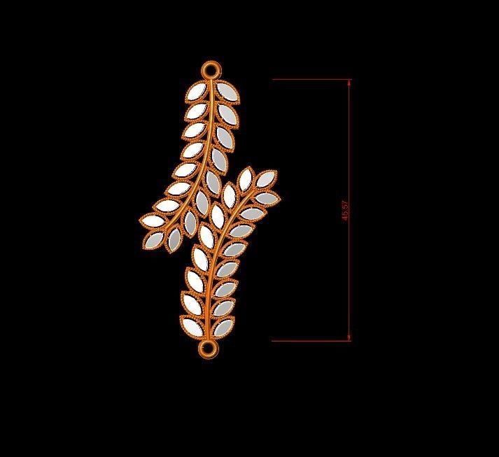leave bracelet and locket 3D print model_7