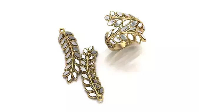 leave bracelet and locket 3D print model