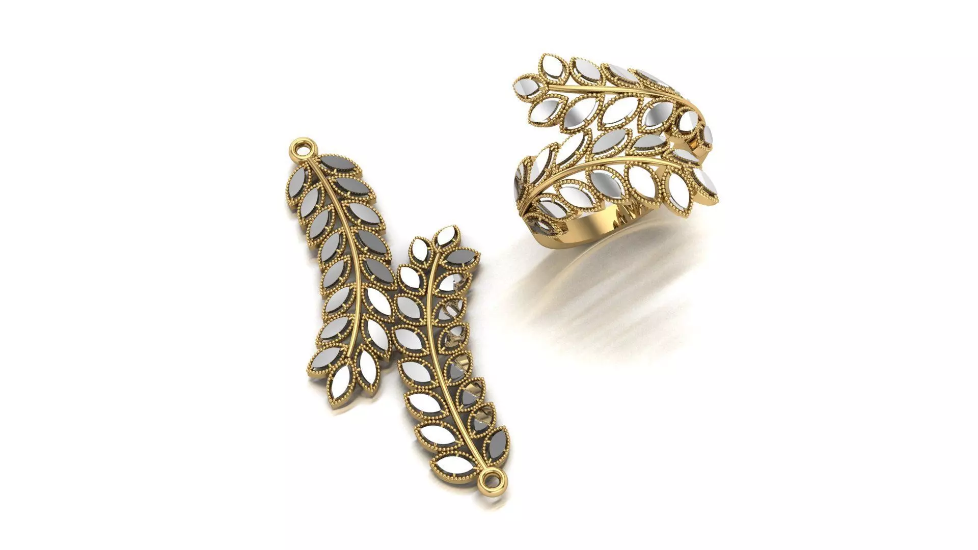 leave bracelet and locket 3D print model_0