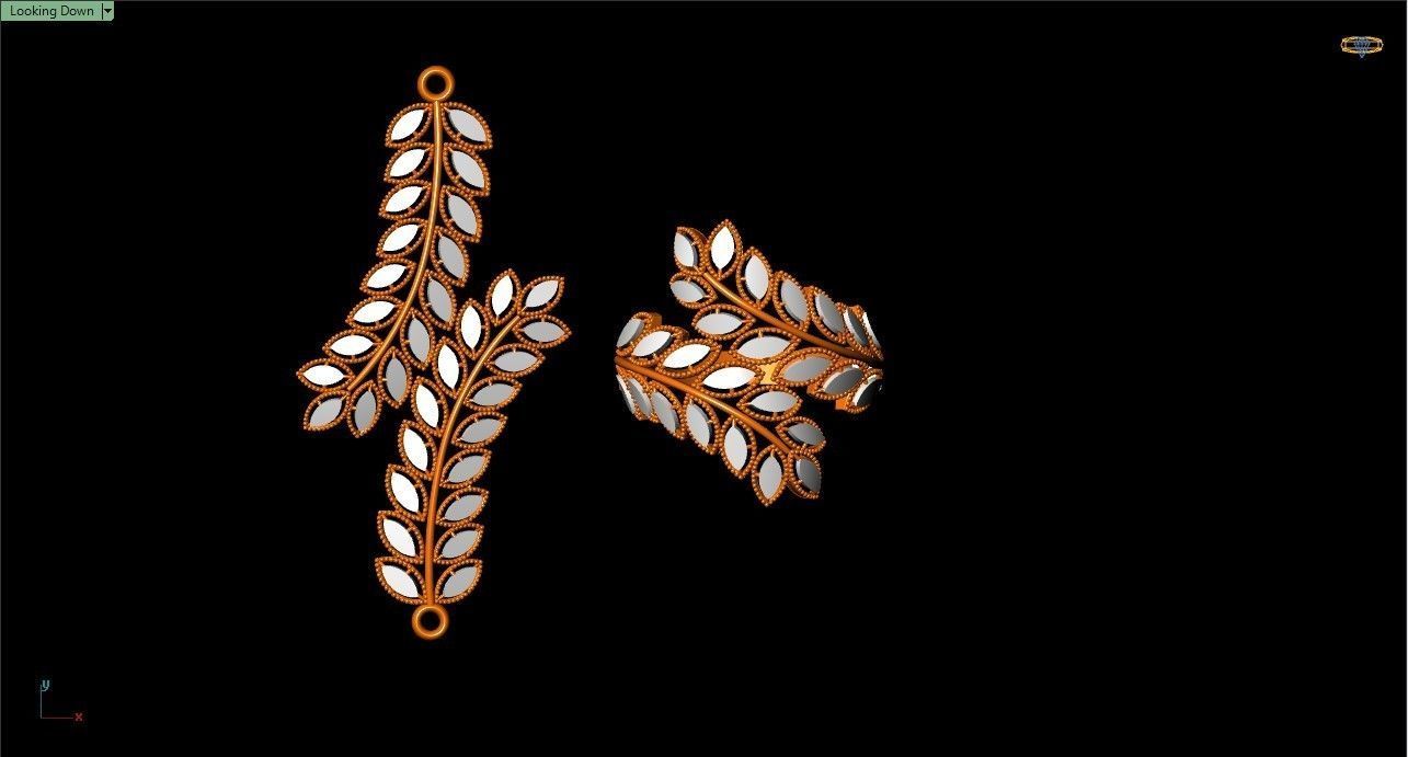 leave bracelet and locket 3D print model_6