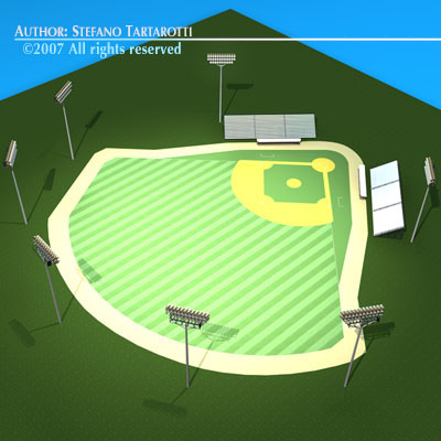 Baseball field 3D model_3