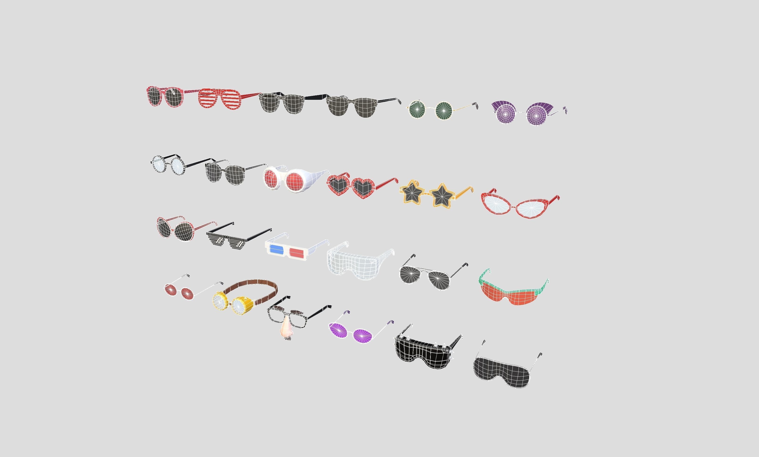 Low Poly Glasses Pack Low-poly 3D model_19