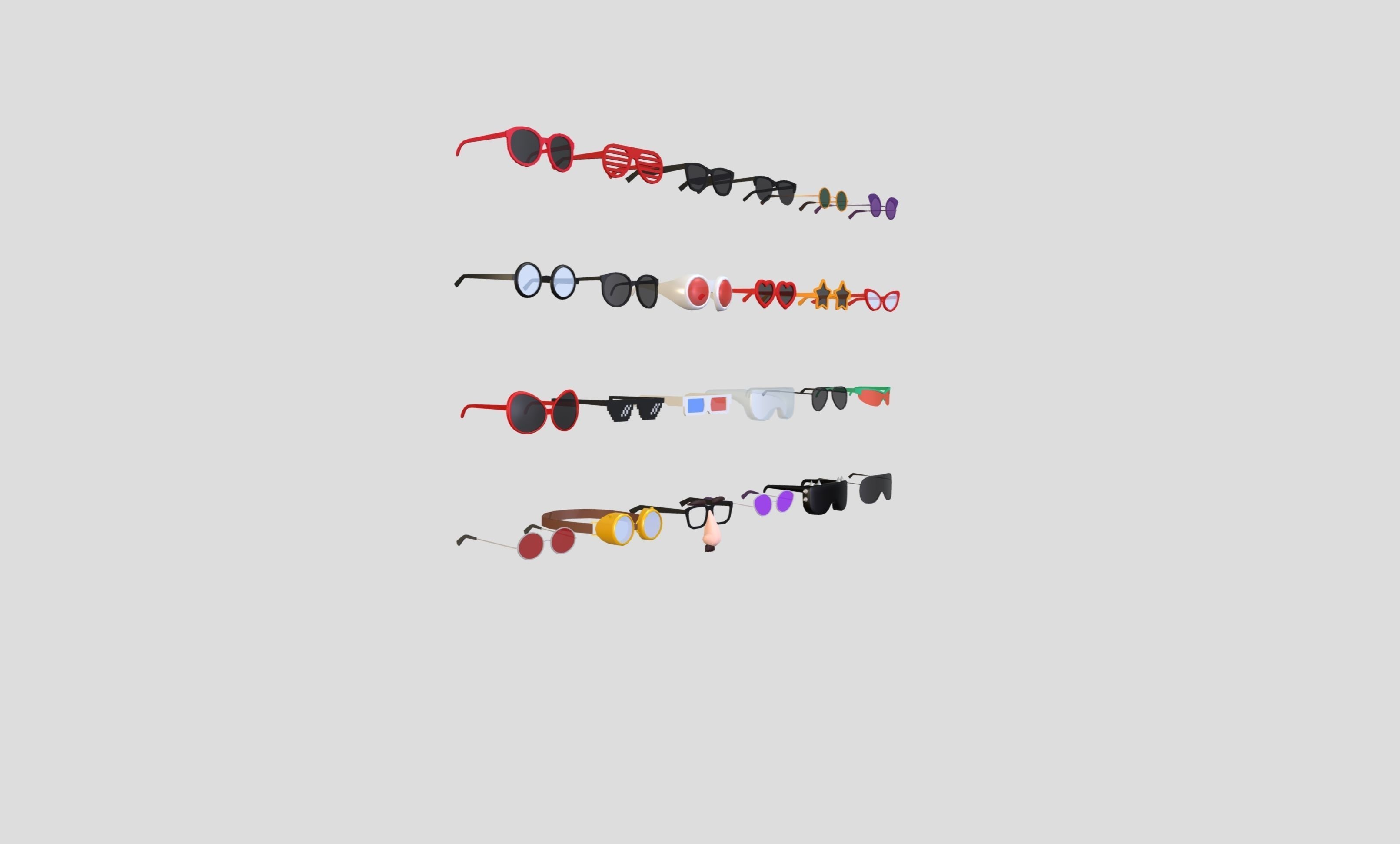 Low Poly Glasses Pack Low-poly 3D model_3