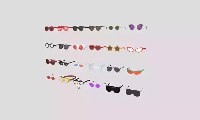 Low Poly Glasses Pack Low-poly 3D model