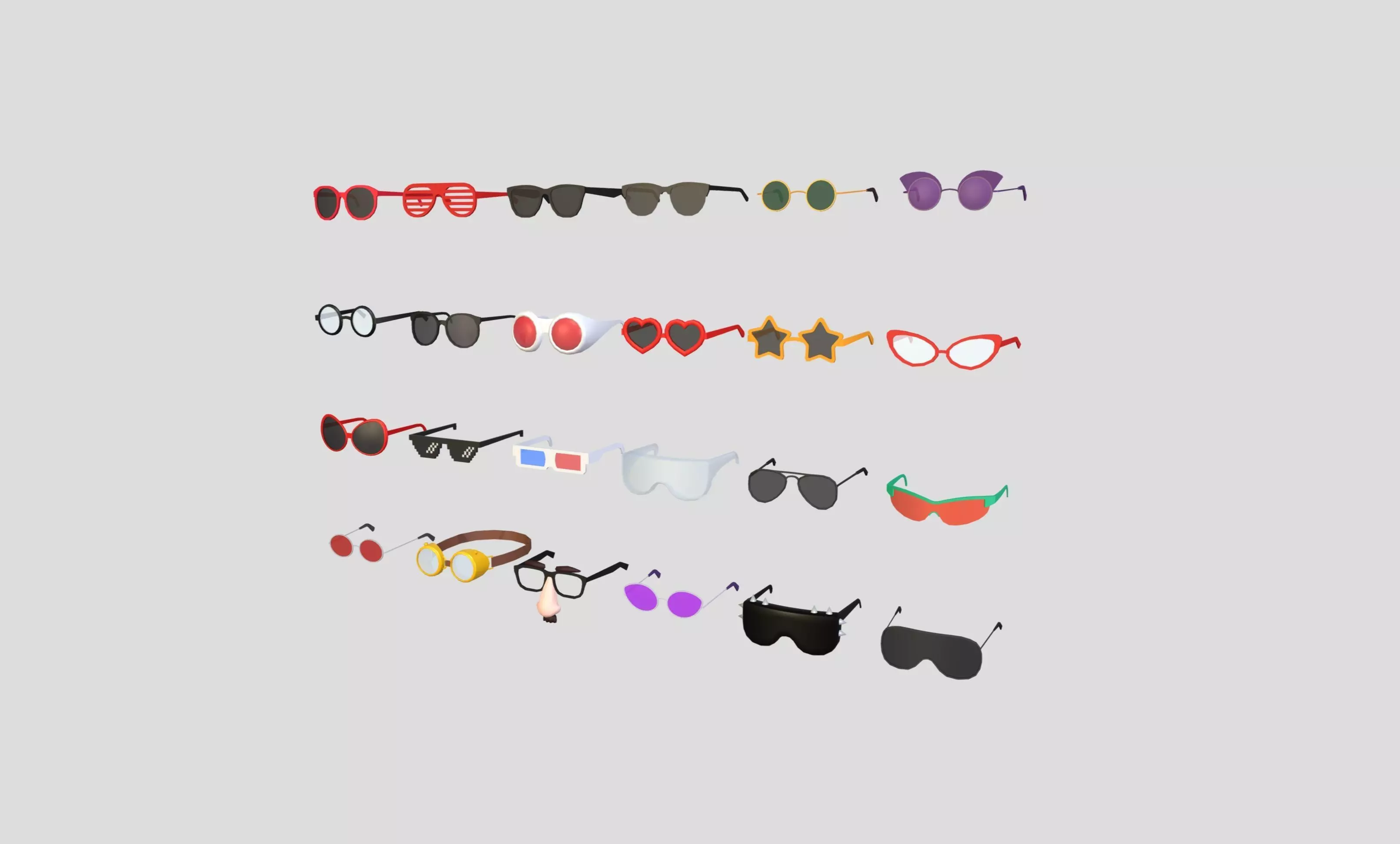 Low Poly Glasses Pack Low-poly 3D model_0