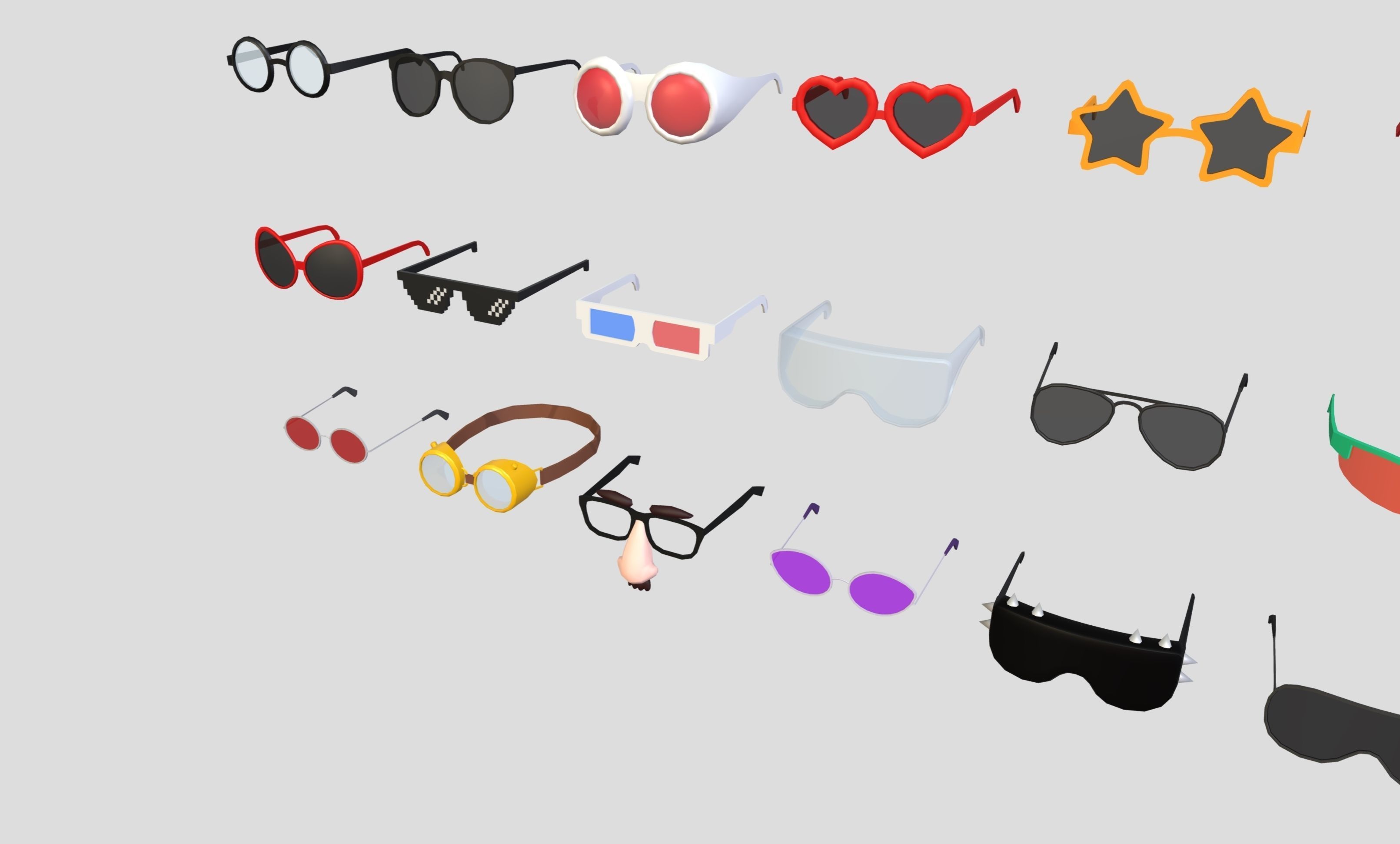 Low Poly Glasses Pack Low-poly 3D model_18