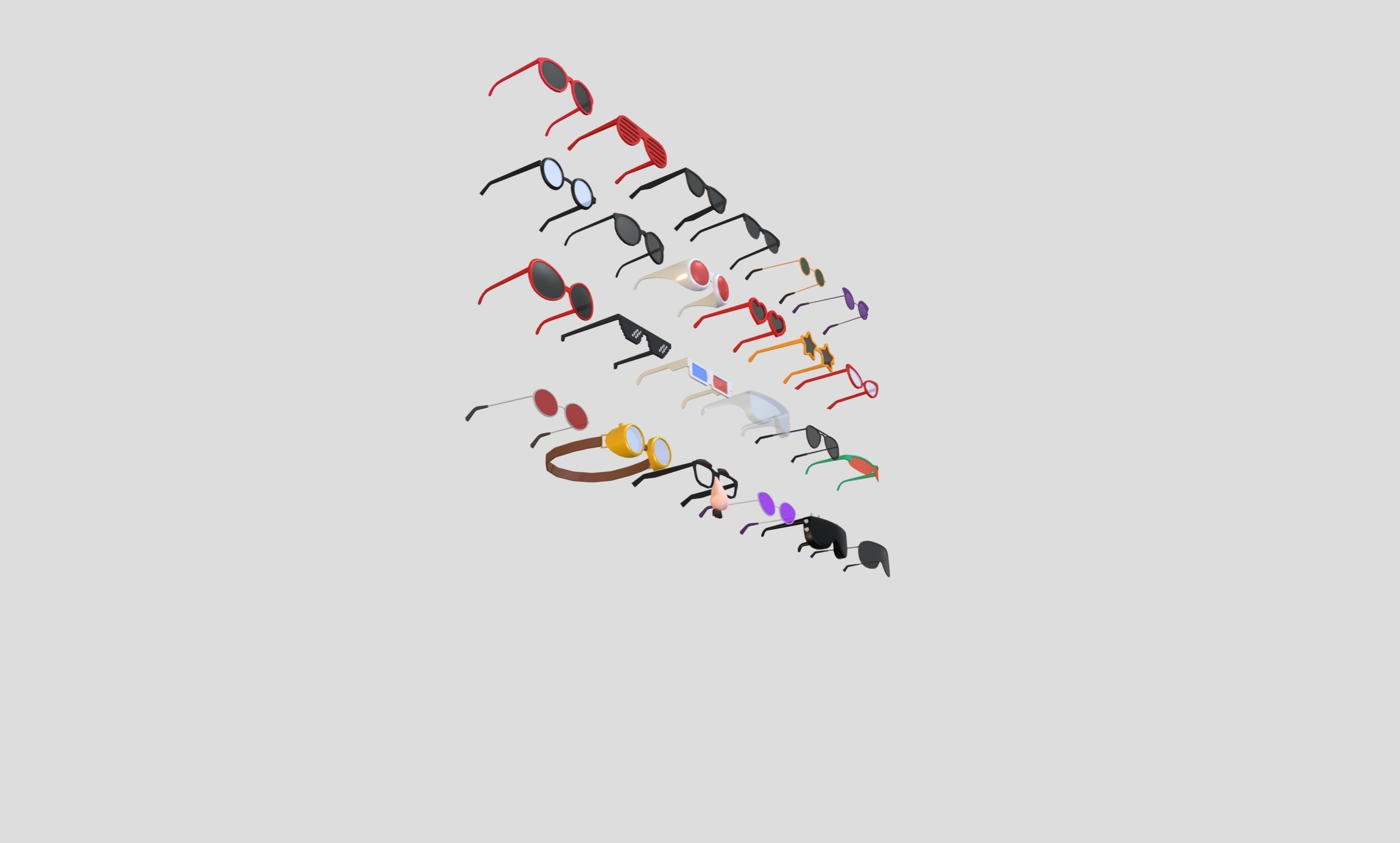 Low Poly Glasses Pack Low-poly 3D model_4