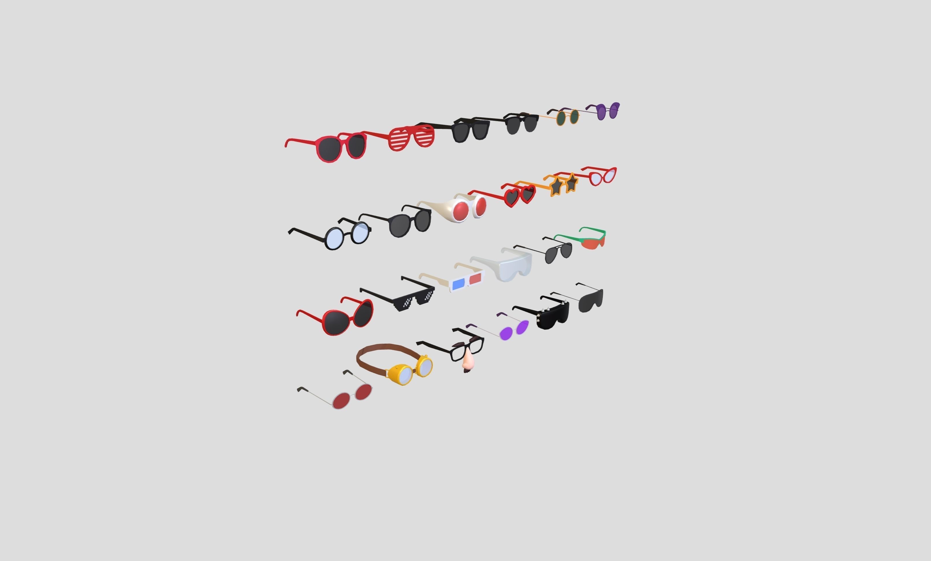 Low Poly Glasses Pack Low-poly 3D model_2