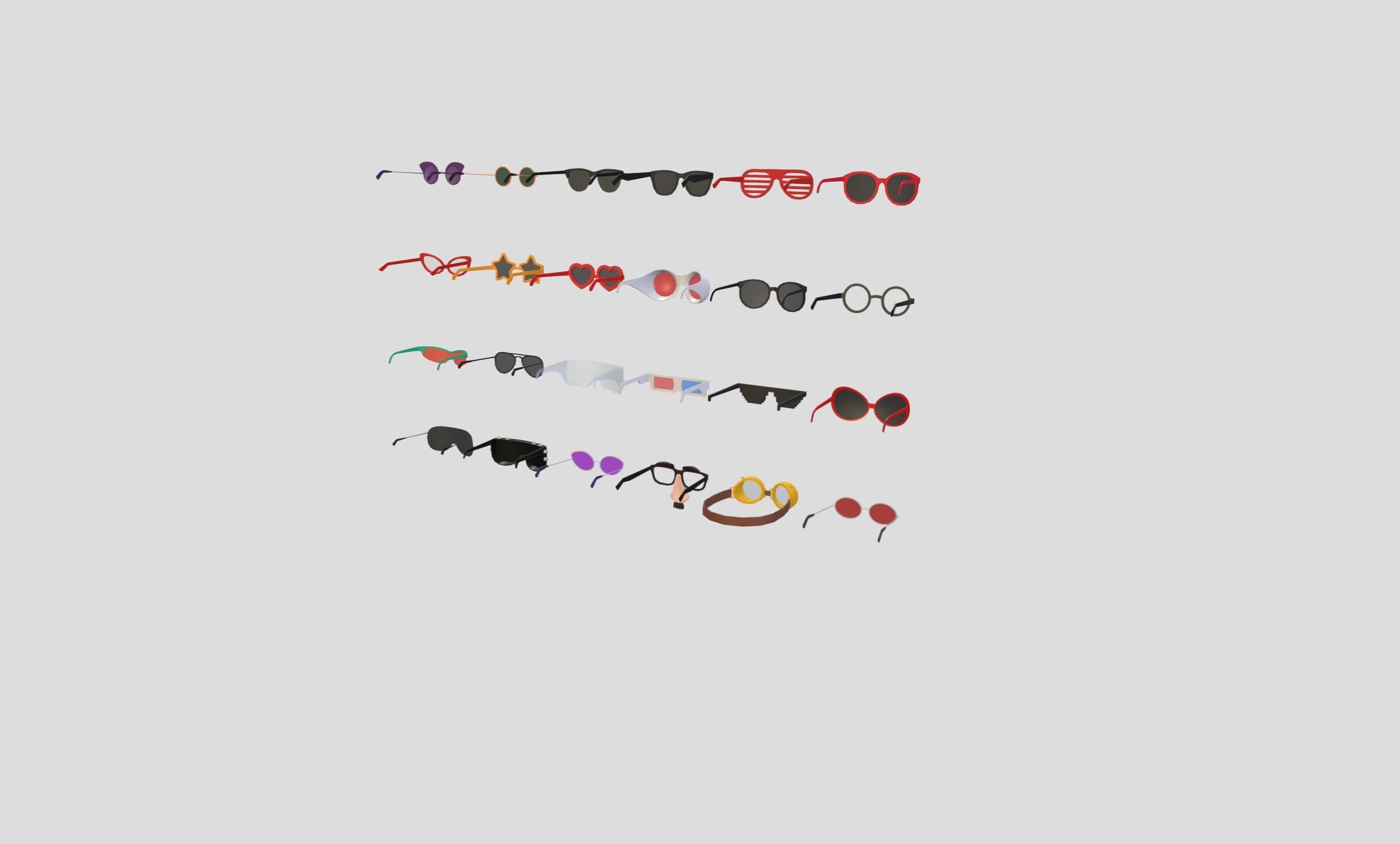 Low Poly Glasses Pack Low-poly 3D model_8