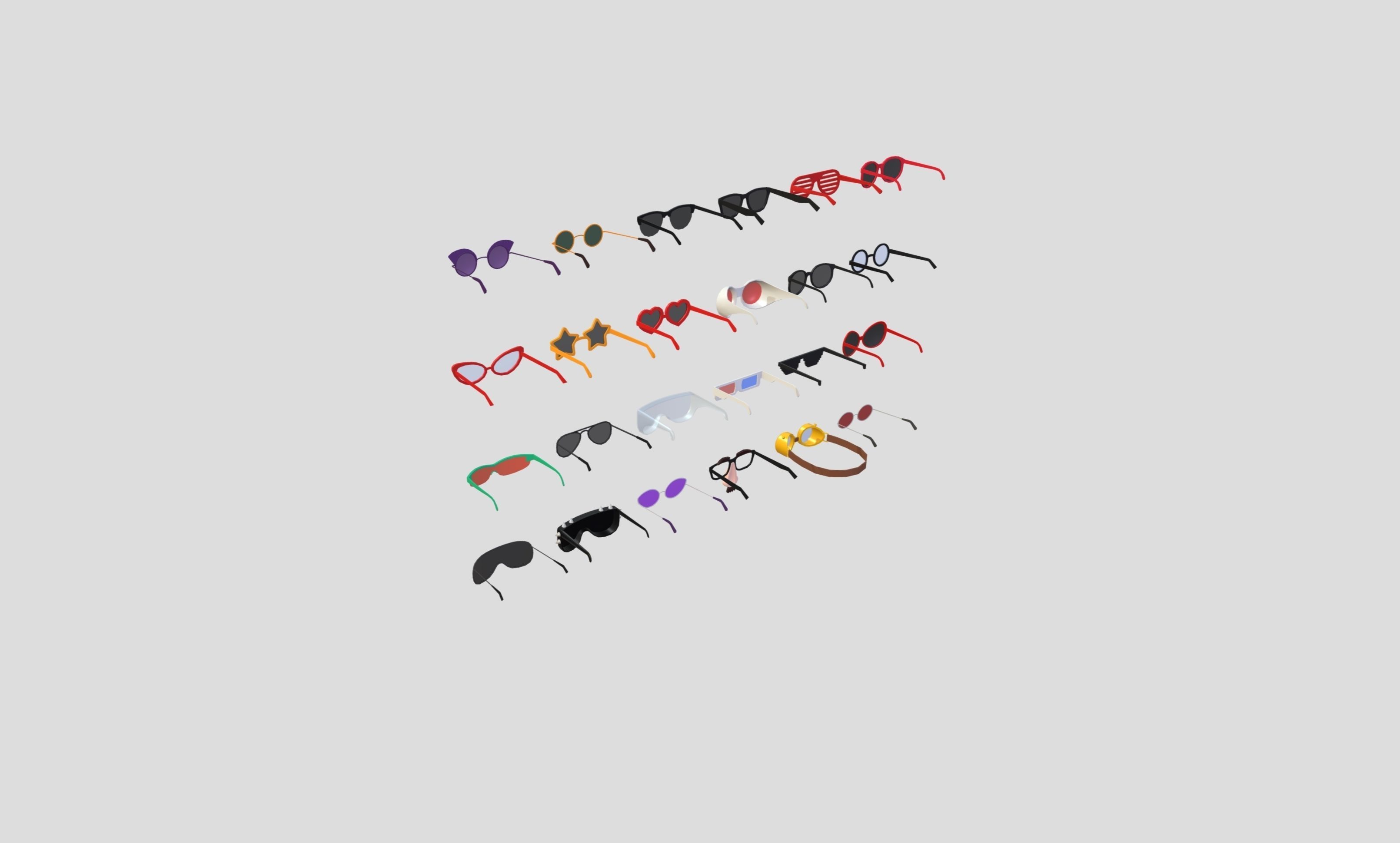 Low Poly Glasses Pack Low-poly 3D model_11